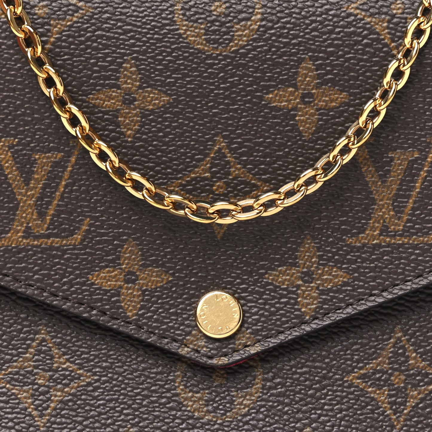 Monogram Pochette Felicie Chain Wallet Fuchsia