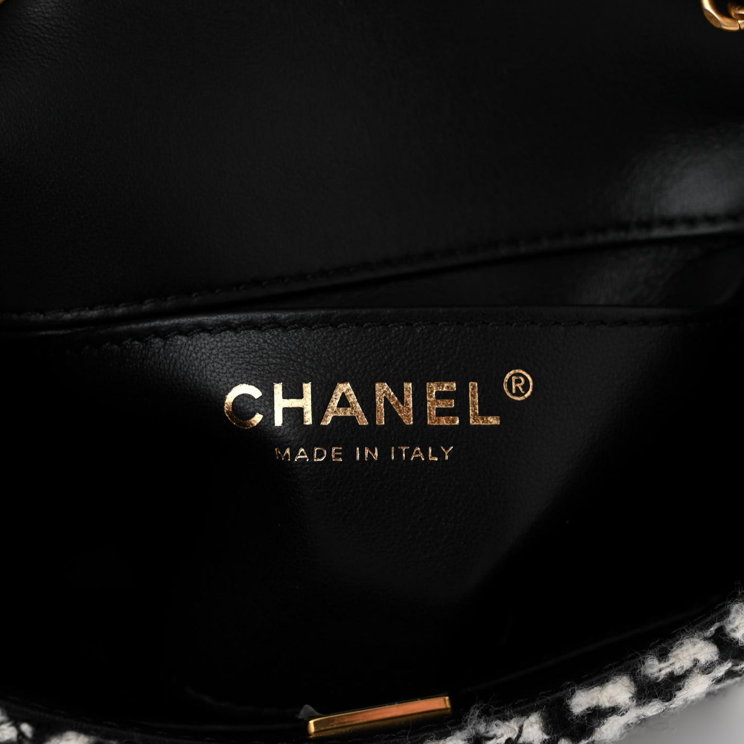 Tweed Houndstooth Quilted Mini Square Flap