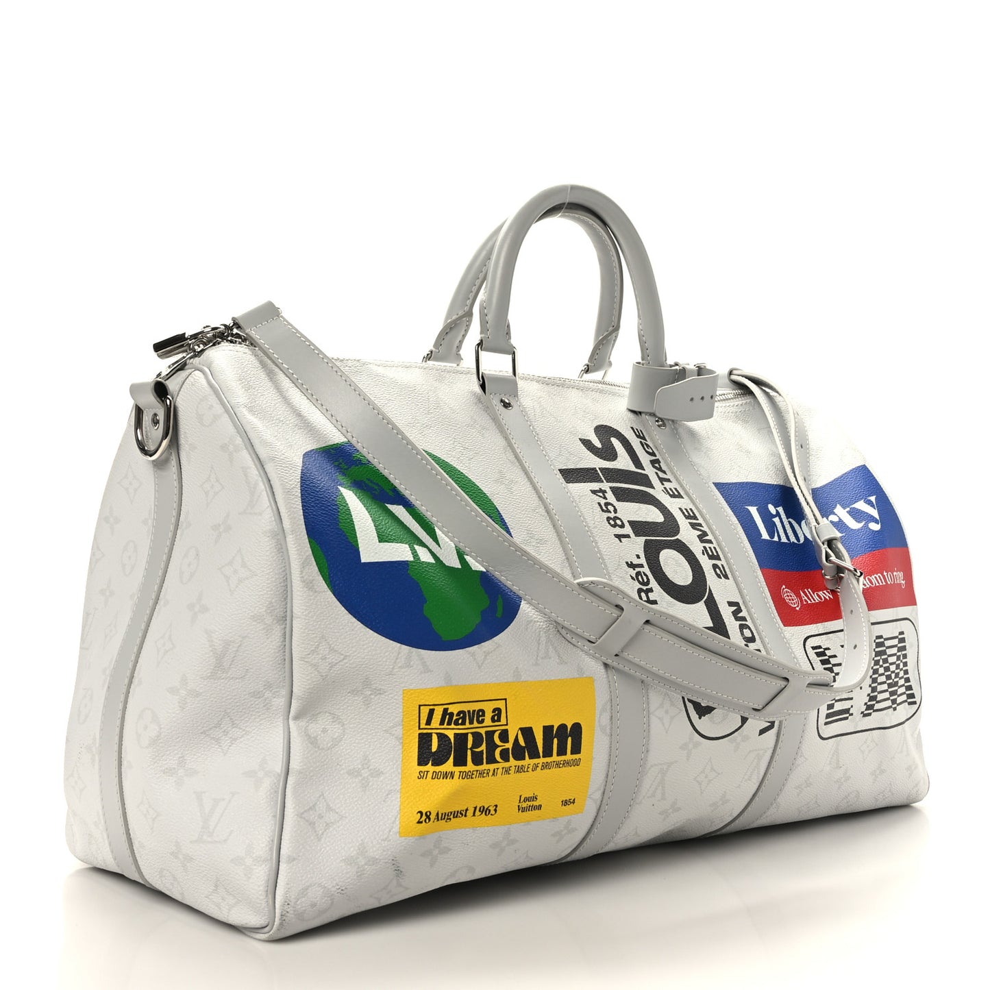 Monogram Logo Keepall Bandouliere 50 White
