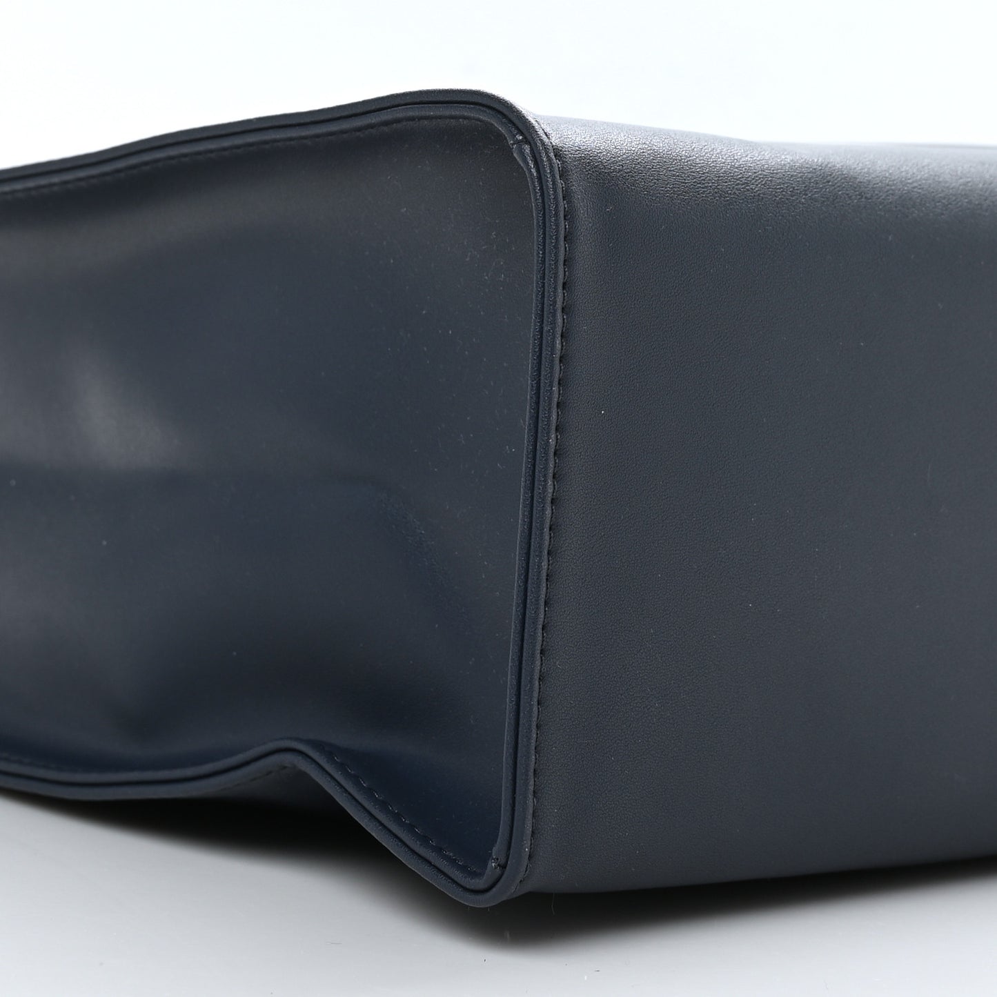 Vegan Leather Medium Shopping Bag Navy