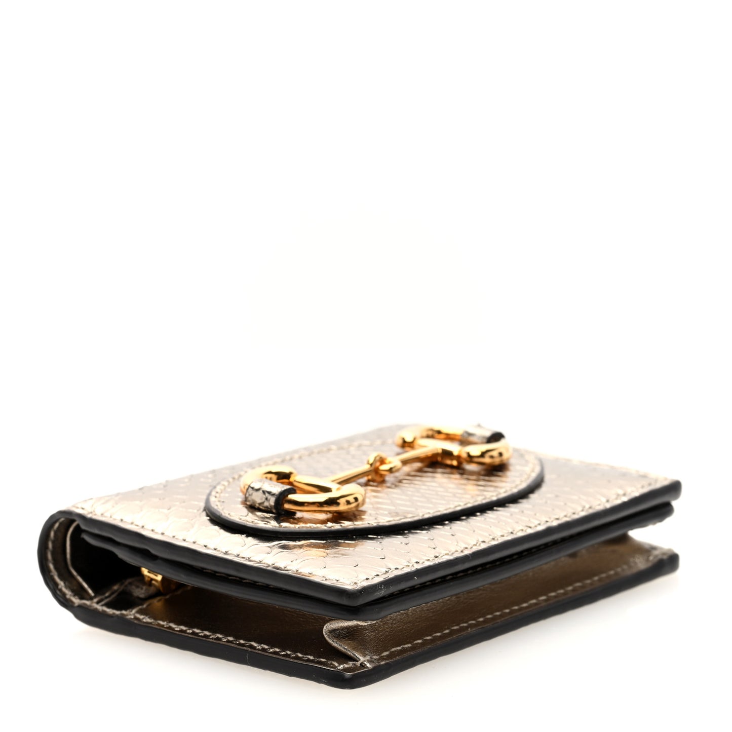 Boarded Plutone Snakeskin Horsebit 1955 Card Case Wallet Gold
