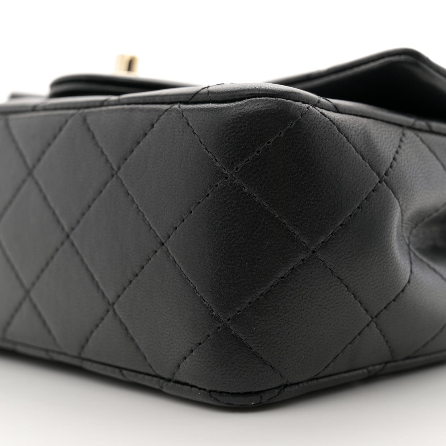 Lambskin Quilted Mini Top Handle Rectangular Flap Black