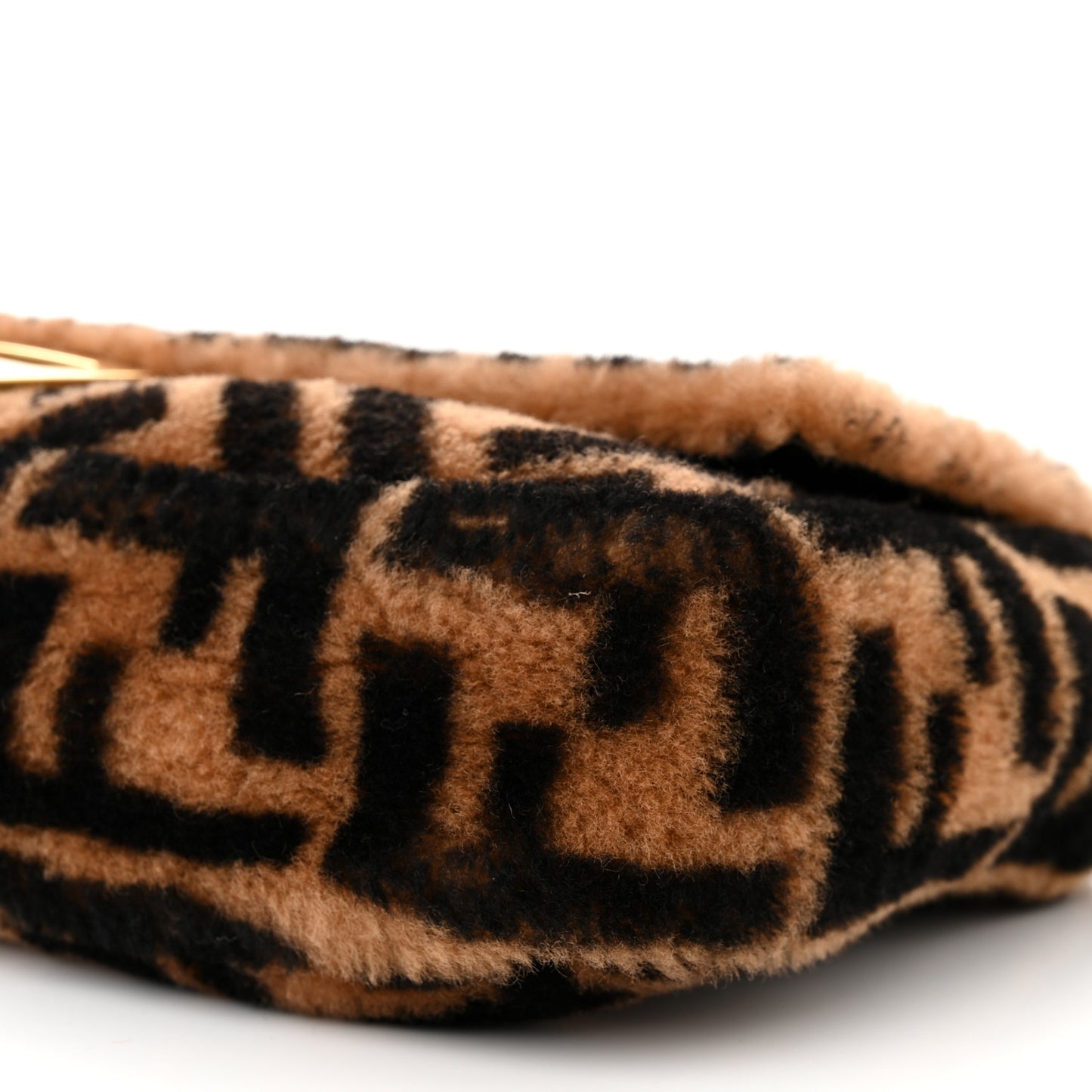 Shearling Vitello Dolce Macro FF 1974 Large Baguette Tobacco Black