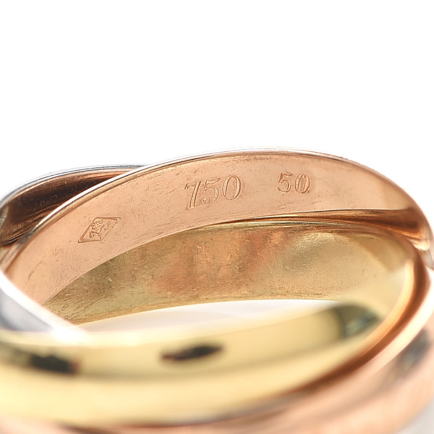 18K Pink Yellow White Gold Classic Les Must De Trinity Ring 50 5.25