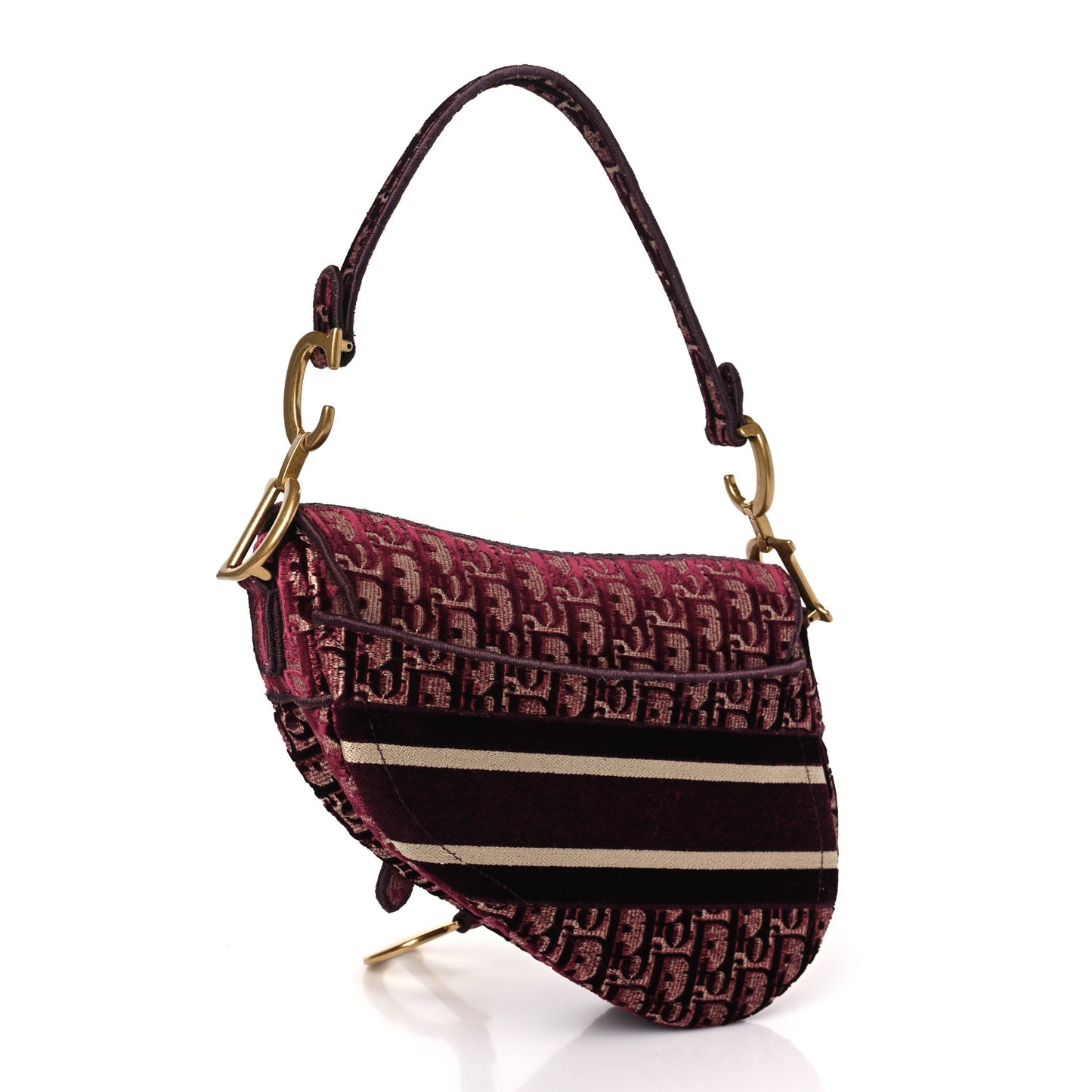 Velvet Oblique Saddle Bag Burgundy