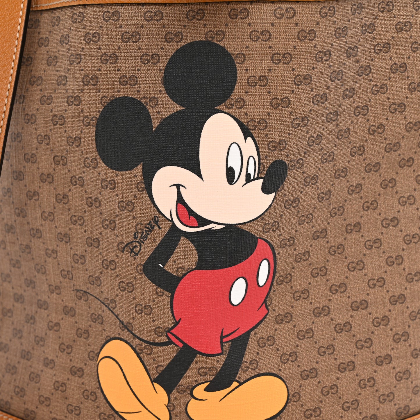 X DISNEY Mini Vintage GG Supreme Monogram Bucket Bag Beige Vintage Sun Oil