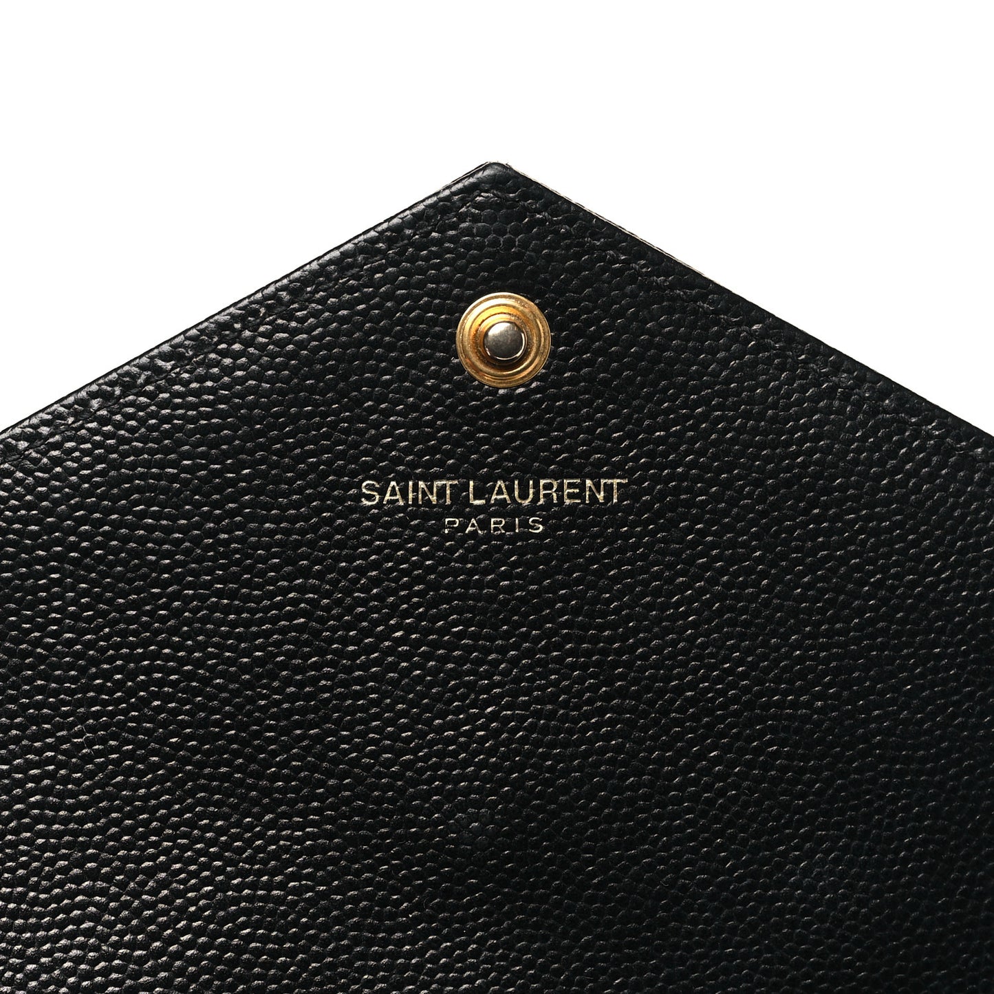 Grain De Poudre Matelasse Chevron Monogram Envelope Chain Wallet Black