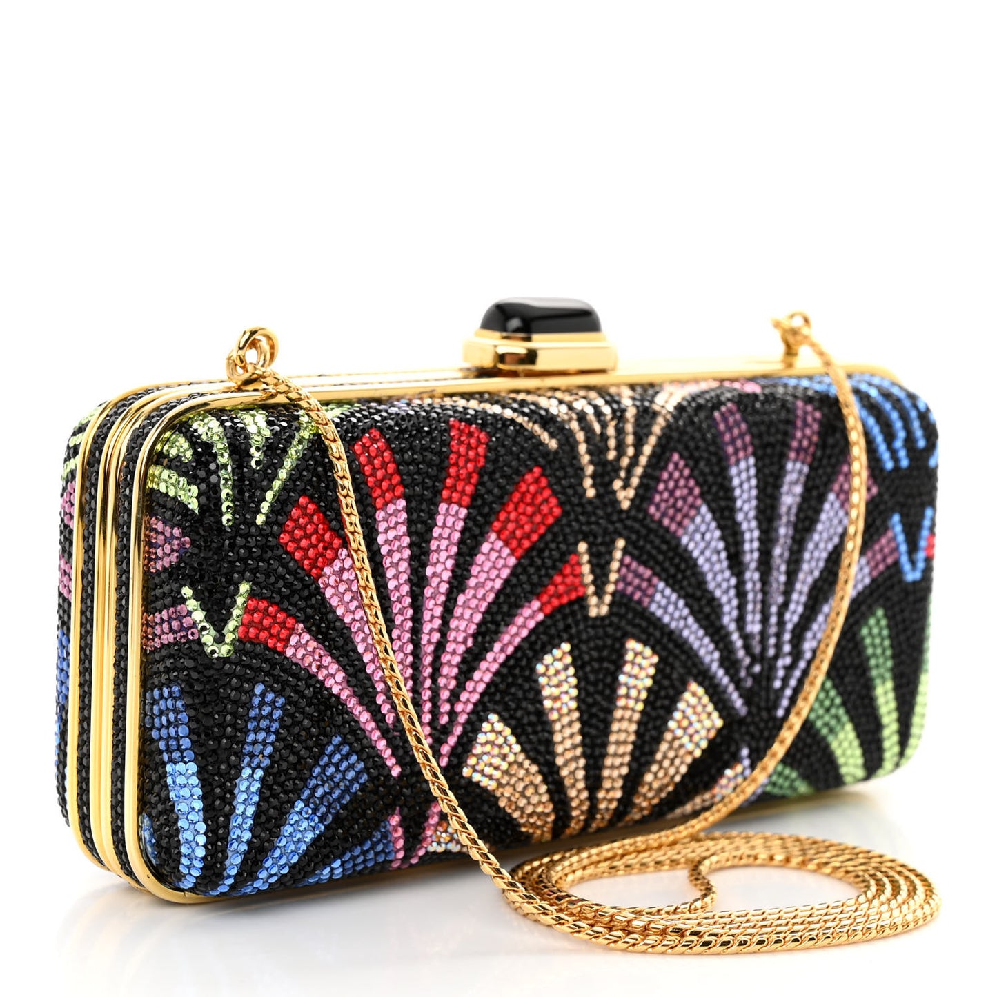 Swarovski Crystal Minaudiere Clutch Black Multicolor