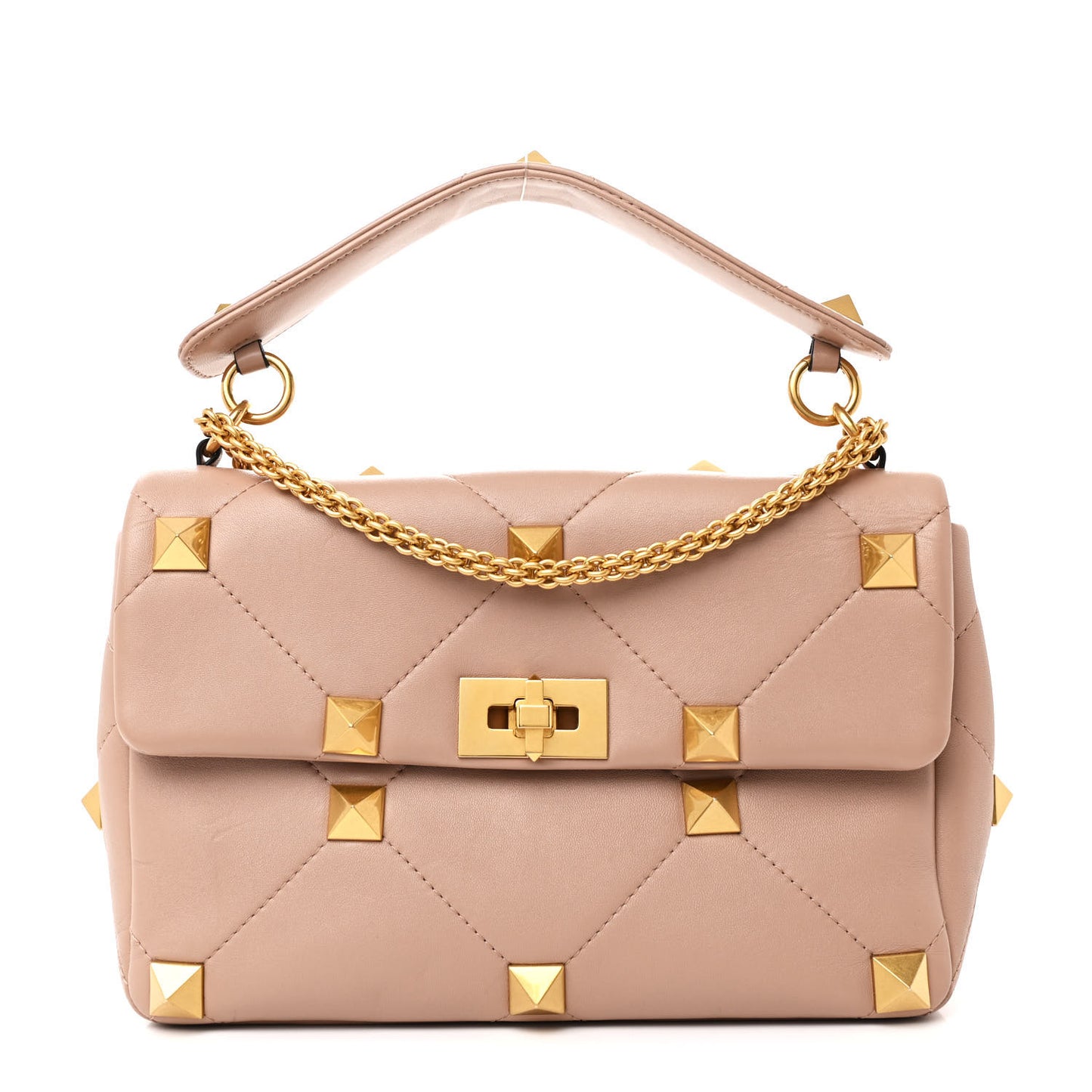 Nappa Large Roman Stud Shoulder Bag Rose Cannelle