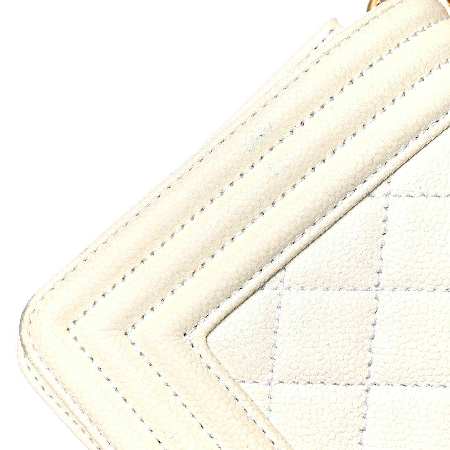 Caviar Quilted Small Boy Flap White