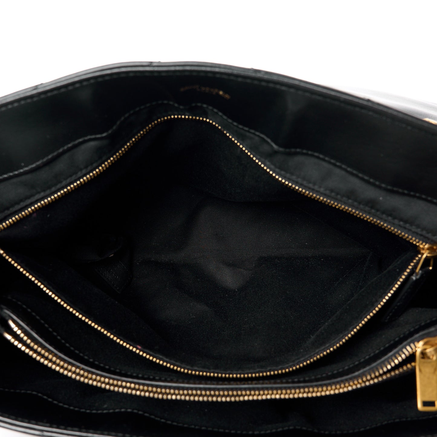 SAINT LAURENT Calfskin Y Quilted Monogram Large Loulou Chain Satchel Black