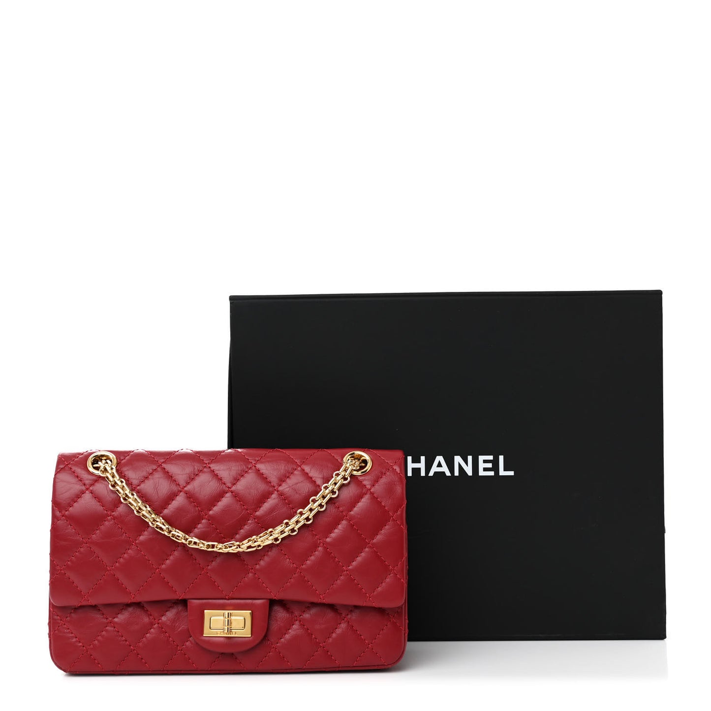 Aged Calfskin Quilted 2.55 Reissue 225 Flap Red