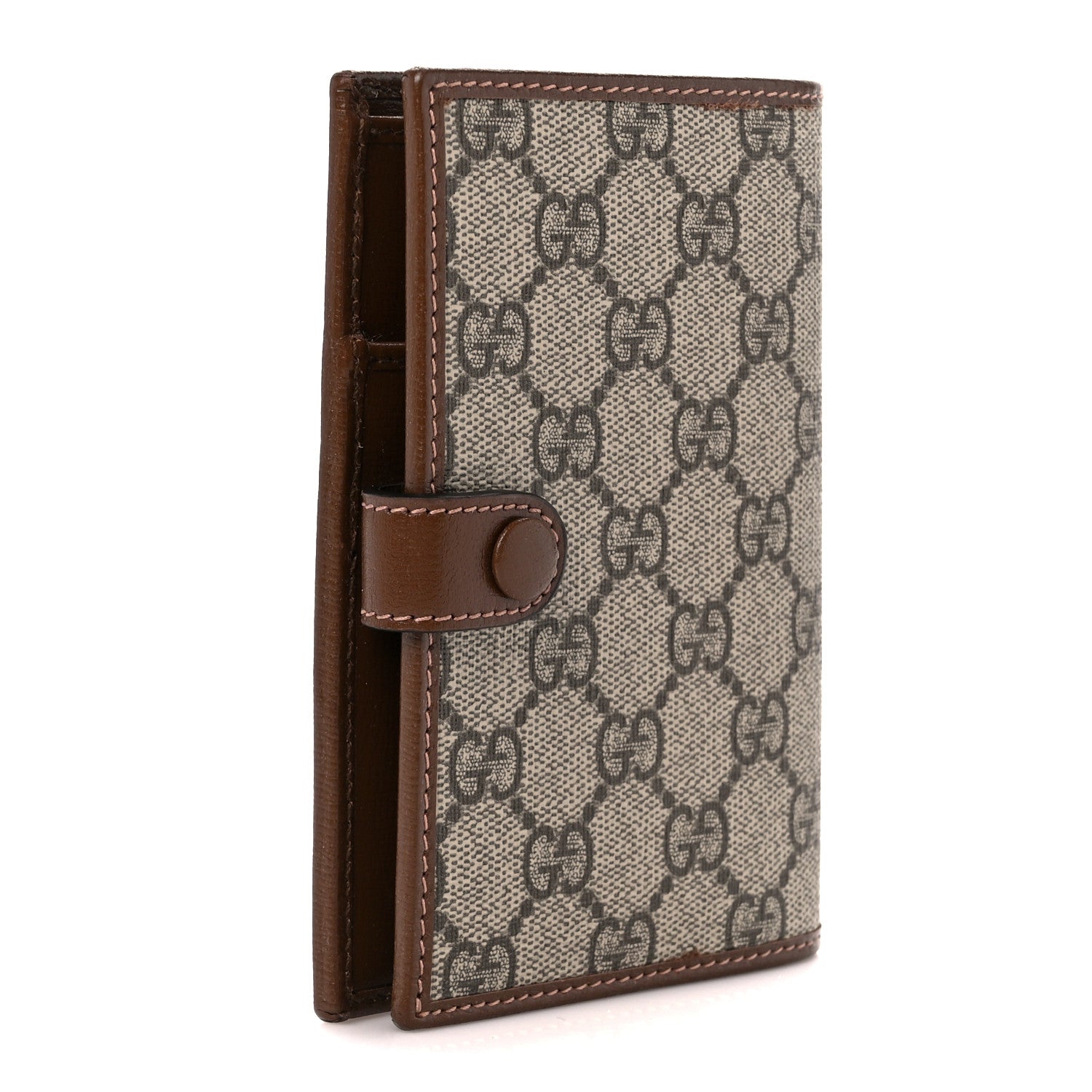 Gucci GG Supreme Monogram Azalea Calfskin Retro Interlocking G Passport Case Beige Red 3 of 11