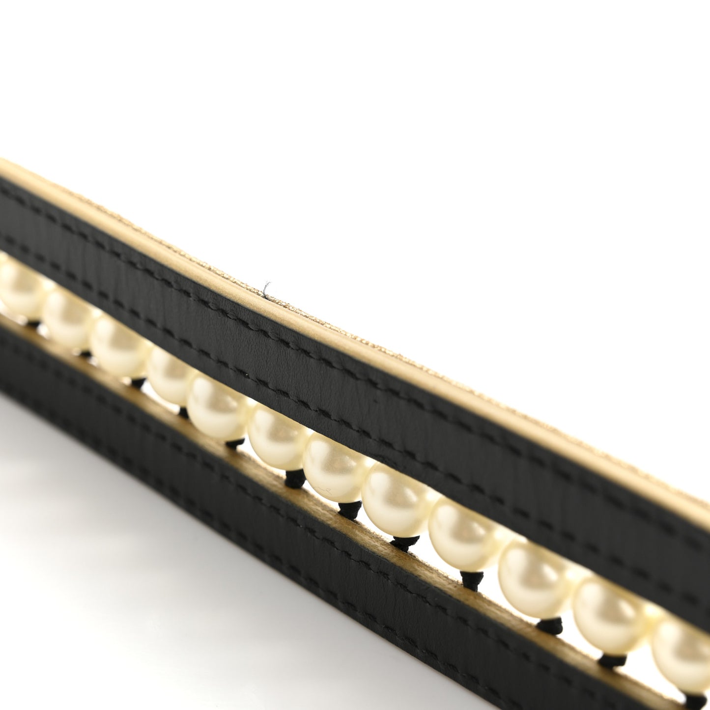 Metallic Lambskin Pearl CC Belt 80 32 Gold