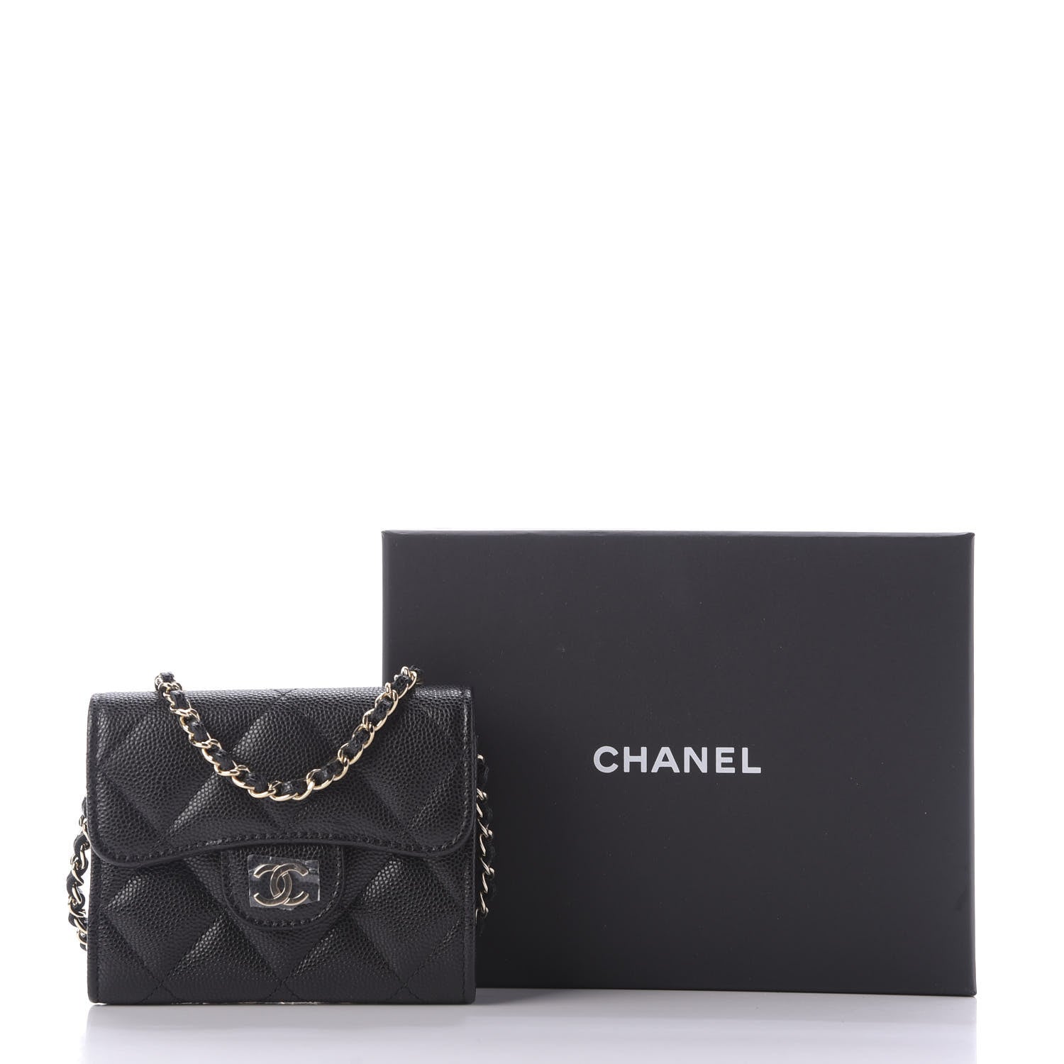 Chanel Caviar Quilted Flap Card Holder On Chain Black 10 of 10
