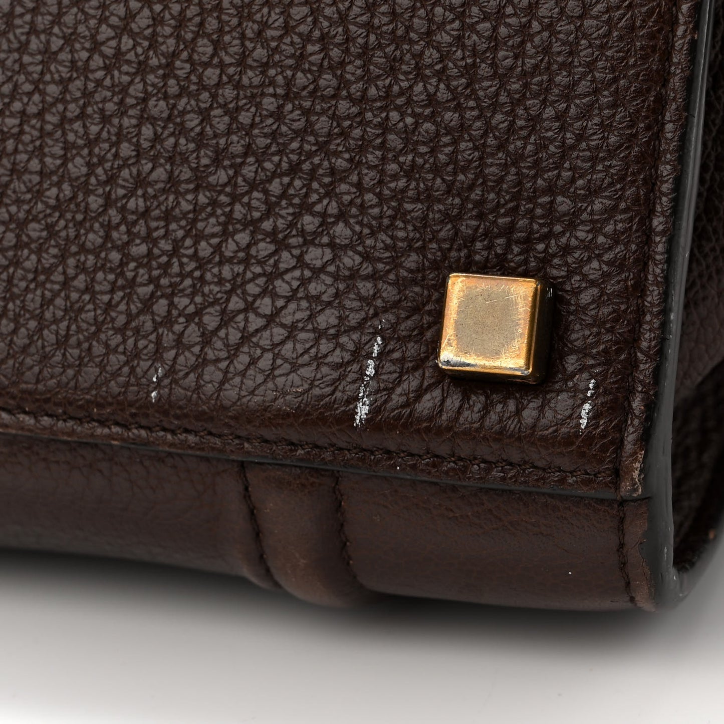 Shiny Grained Calfskin Medium Phantom Luggage Brown