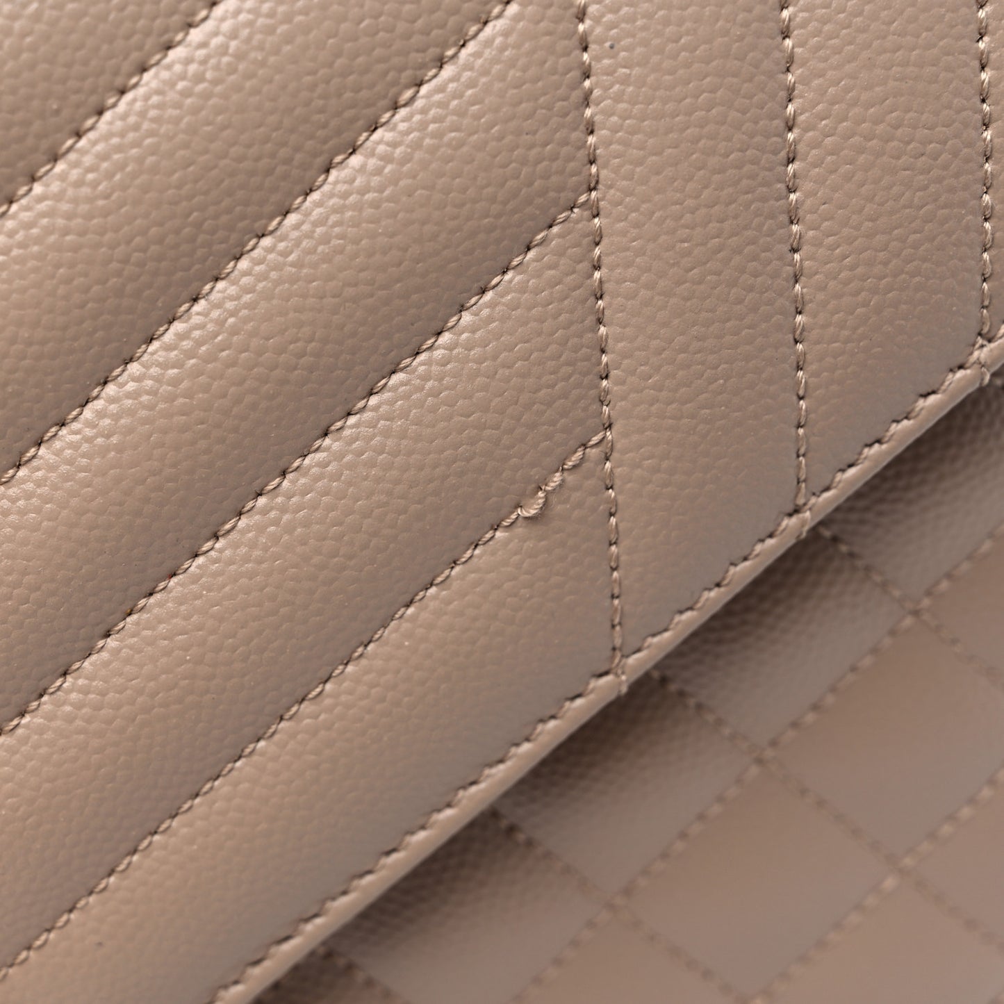Grain De Poudre Textured Mixed Matelasse Medium Triquilt Monogram Satchel Dark Beige