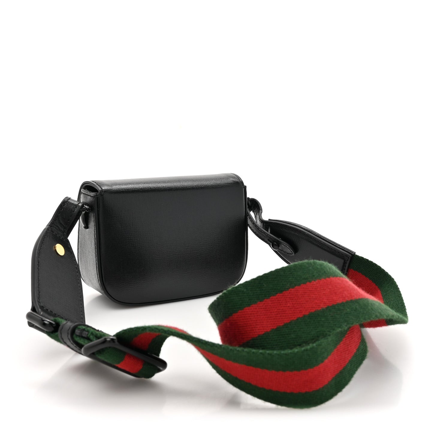 Azalea Calfskin Web Monochrome Horsebit 1955 Wallet On Strap Black
