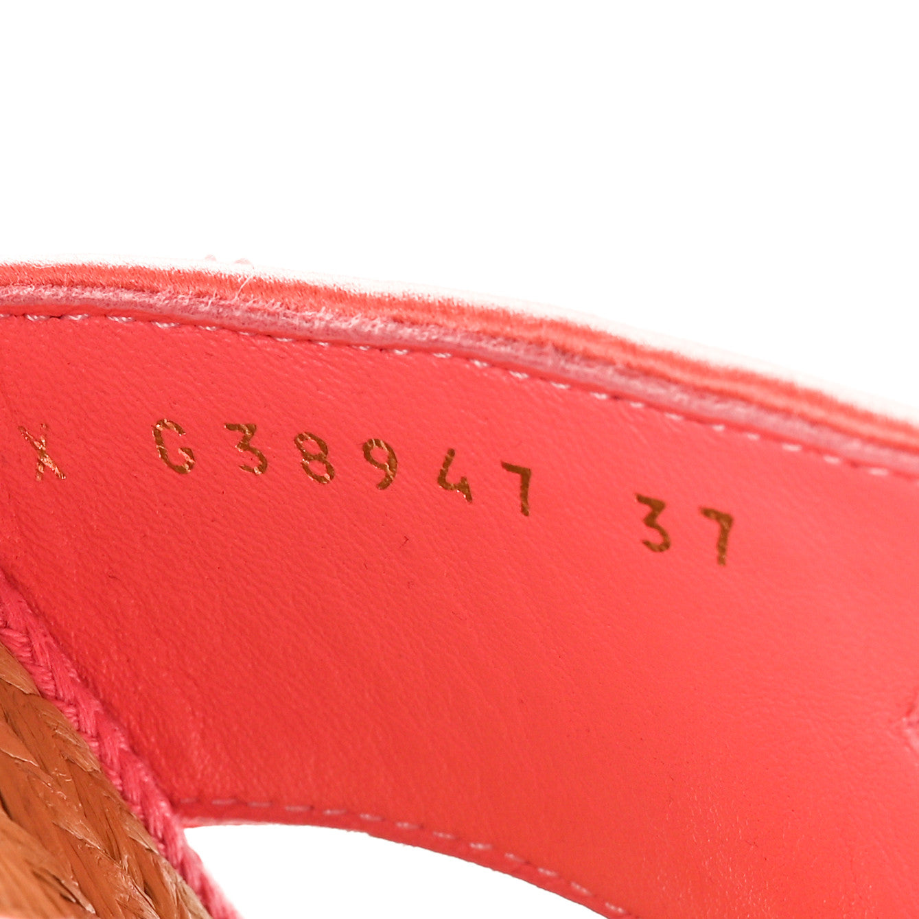 Terry Cloth Raffia CC Logo Thong Sandals 37 Pink