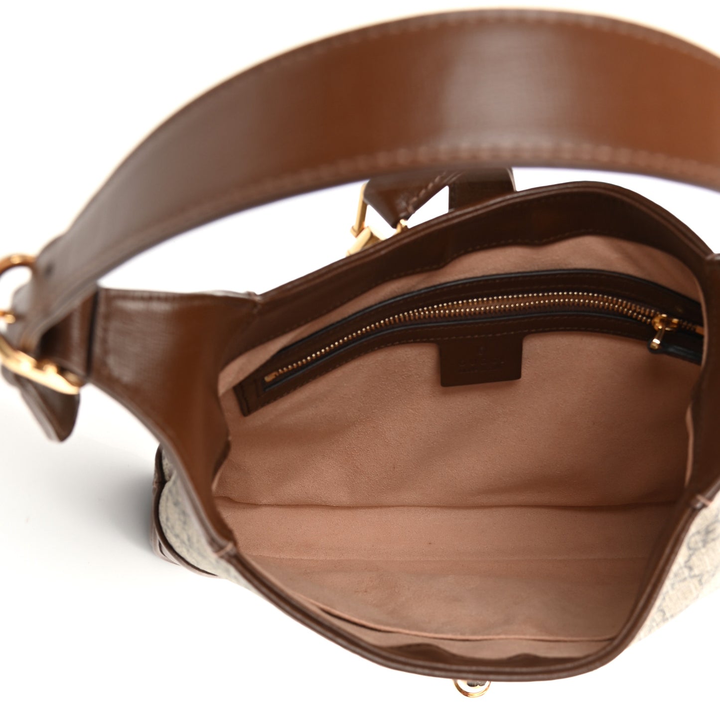 GG Supreme Monogram Azalea Calfskin Web Small Jackie 1961 Hobo Beige Ebony Brown Sugar