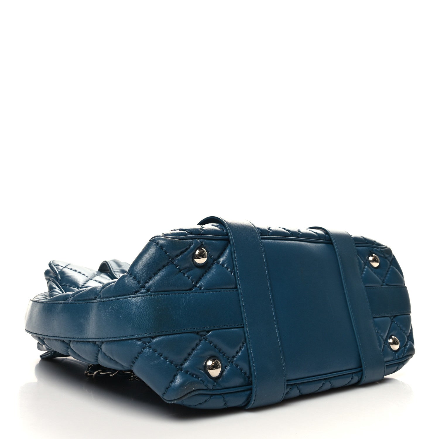 Chanel Lambskin Quilted Easy Carry Shopping Tote Blue 4 of 19
