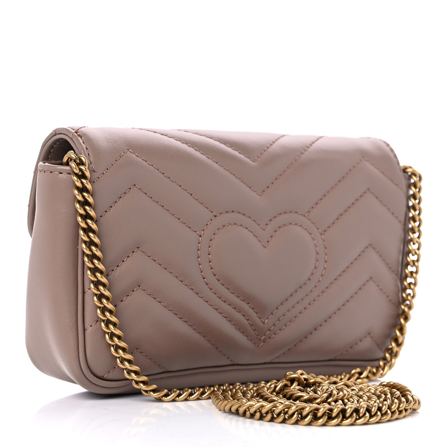 Gucci Calfskin Matelasse Super Mini GG Marmont Shoulder Bag Porcelain Rose 3 of 10