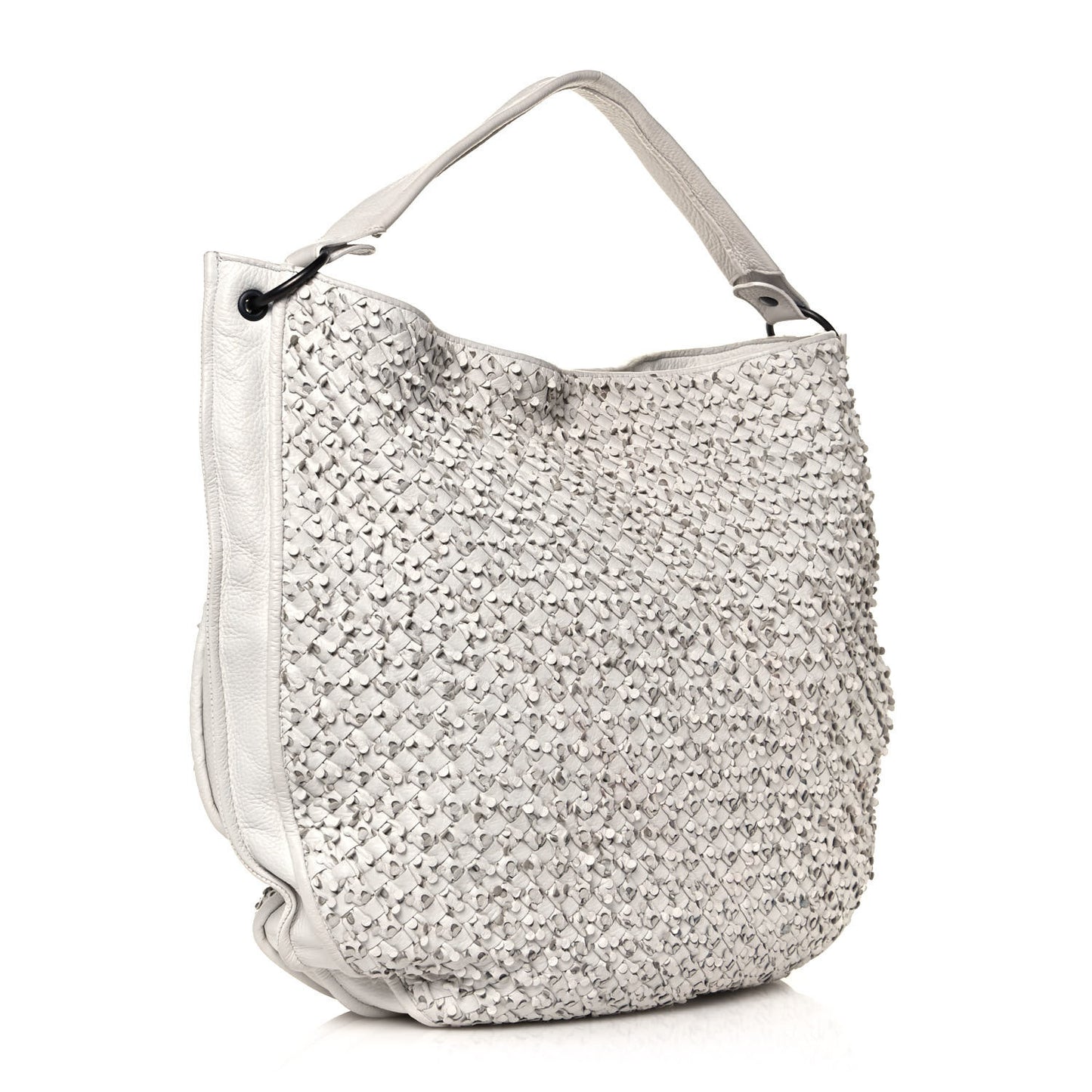 Nappa Intrecciato Large Loop Hobo White