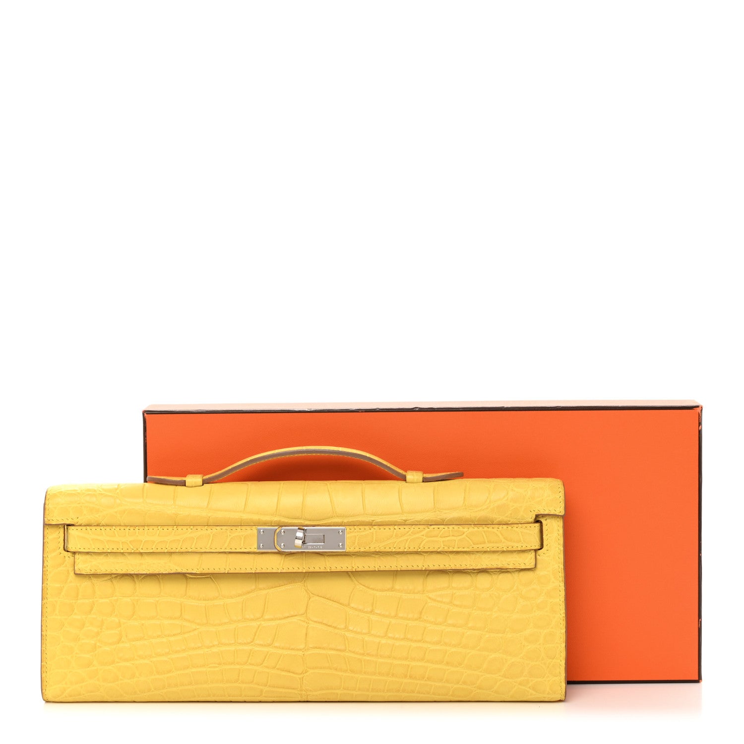 Hermes Matte Alligator Kelly Cut Pochette Mimosa 7 of 7