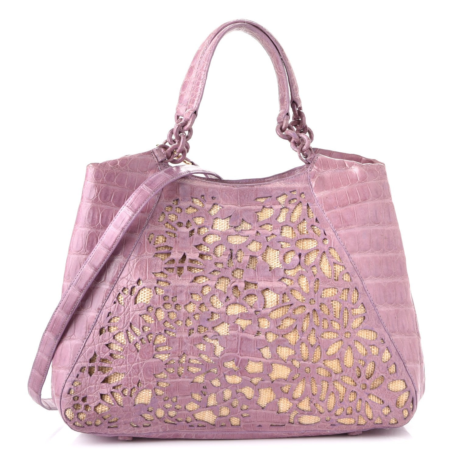 Nancy Gonzalez Crocodile Laser Cut Handbag Violet 239672