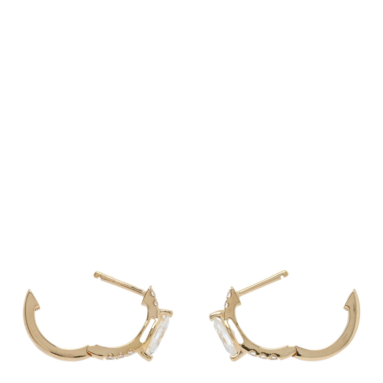 Anita Ko 18K Yellow Gold Diamond Marquise Center Huggie Earrings 3 of 5