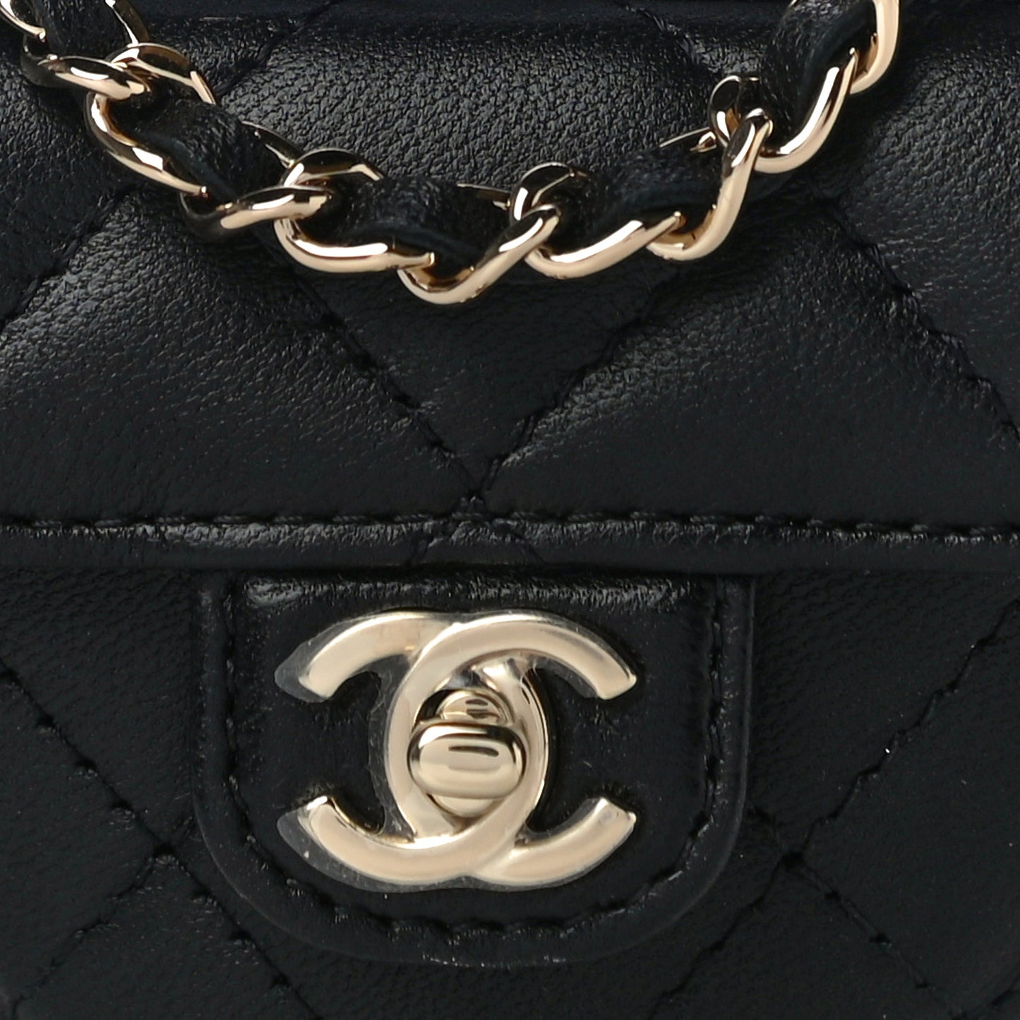 Lambskin Quilted CC In Love Heart Coin Purse With Chain Black