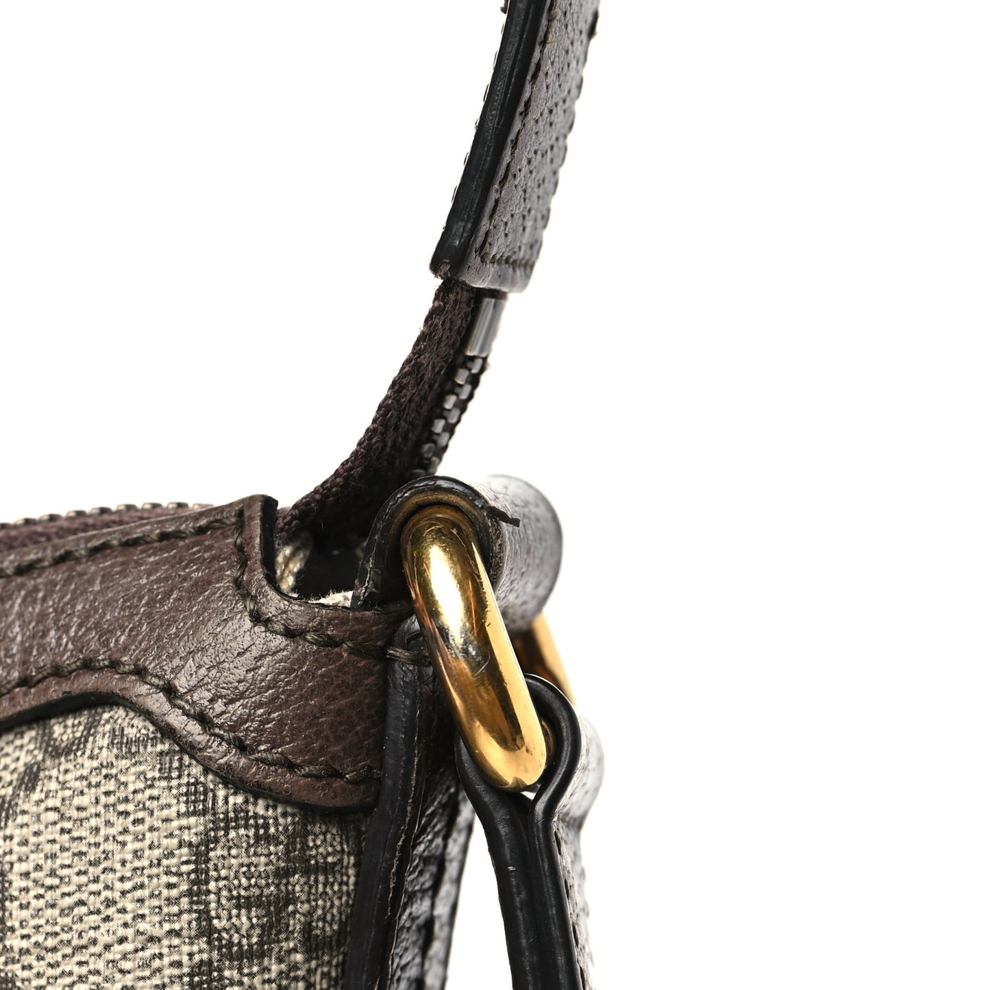 GG Supreme Monogram Web Small Ophidia Half Moon Hobo Brown