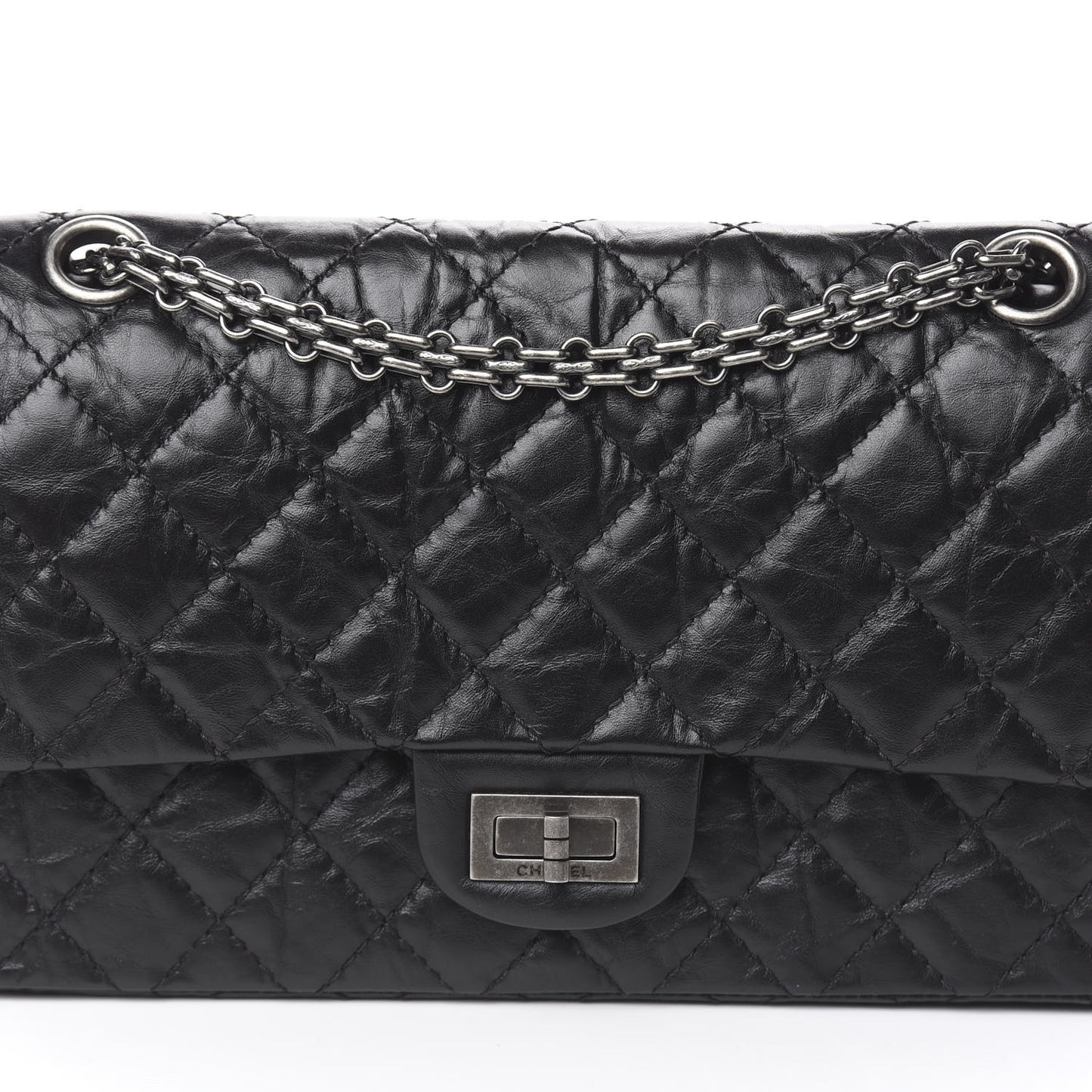 Aged Calfskin Quilted 2.55 Reissue 225 Flap Black