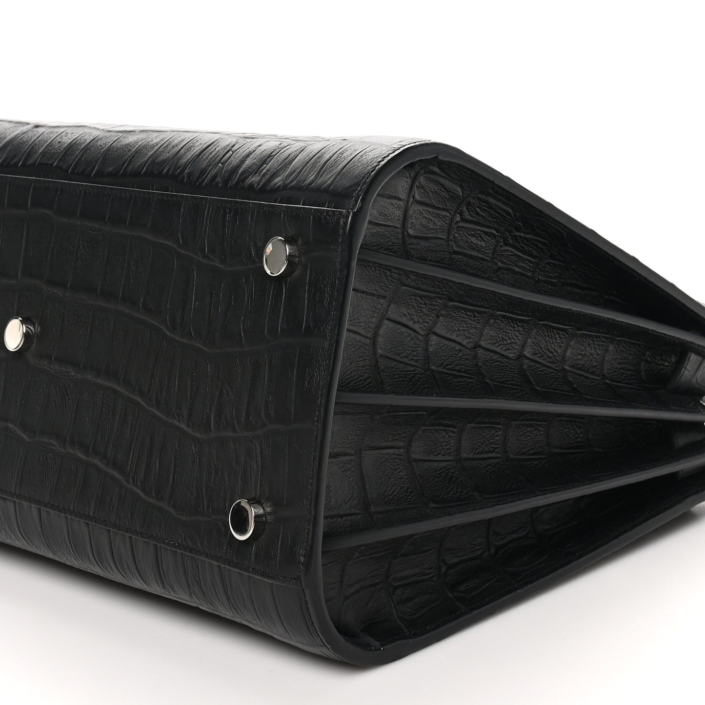 Calfskin Crocodile Embossed Small Sac de Jour Black