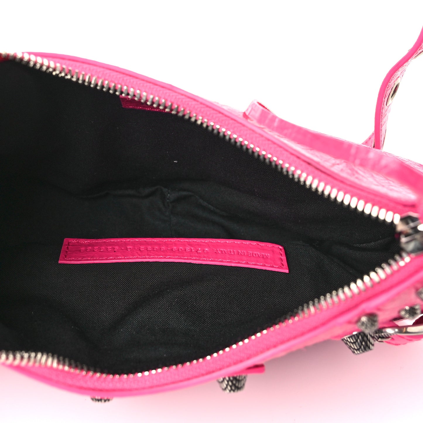Extra Supple Calfskin Crocodile Embossed XS Le Cagole Shoulder Bag Lipstick Pink