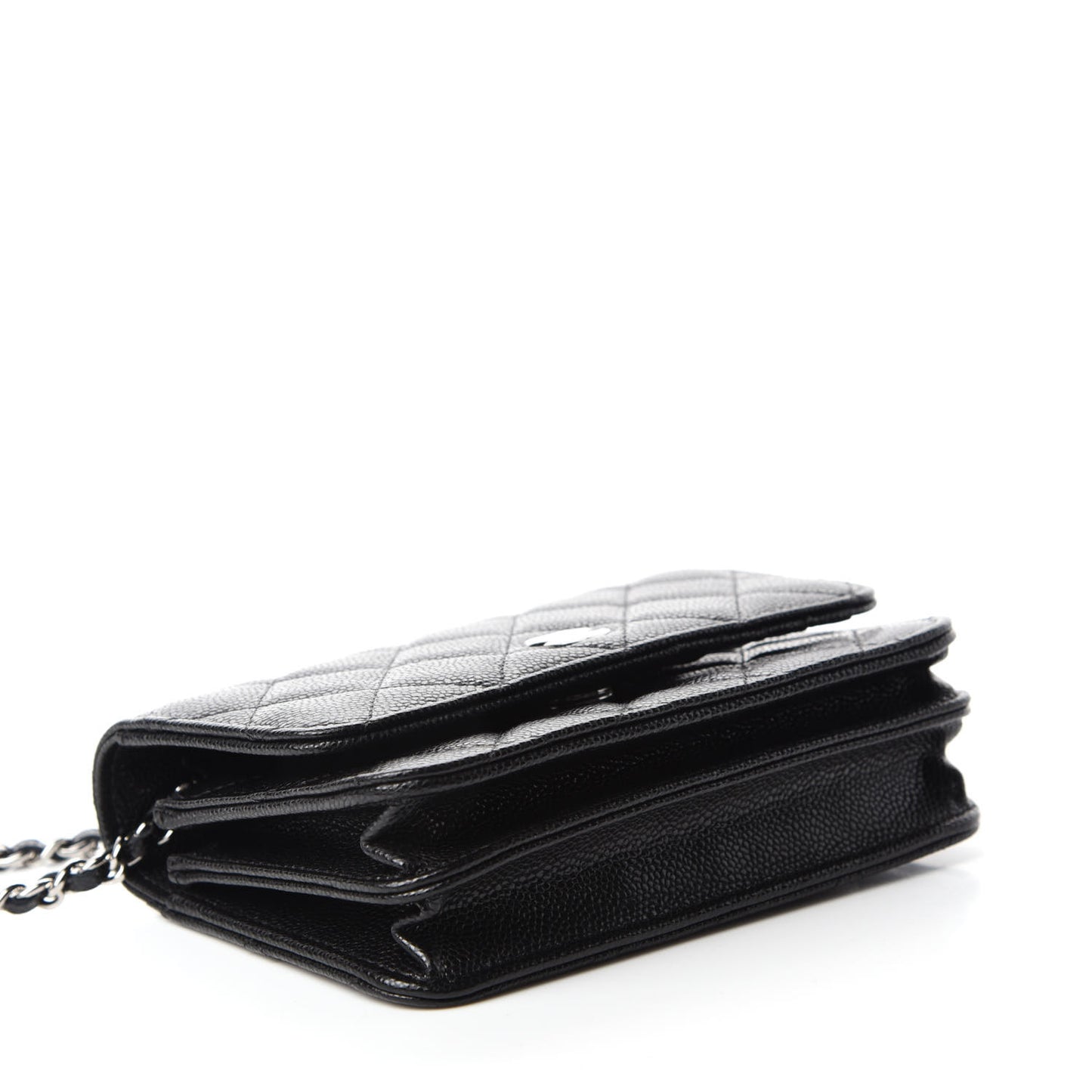 Caviar Quilted Mini Wallet On Chain WOC Black
