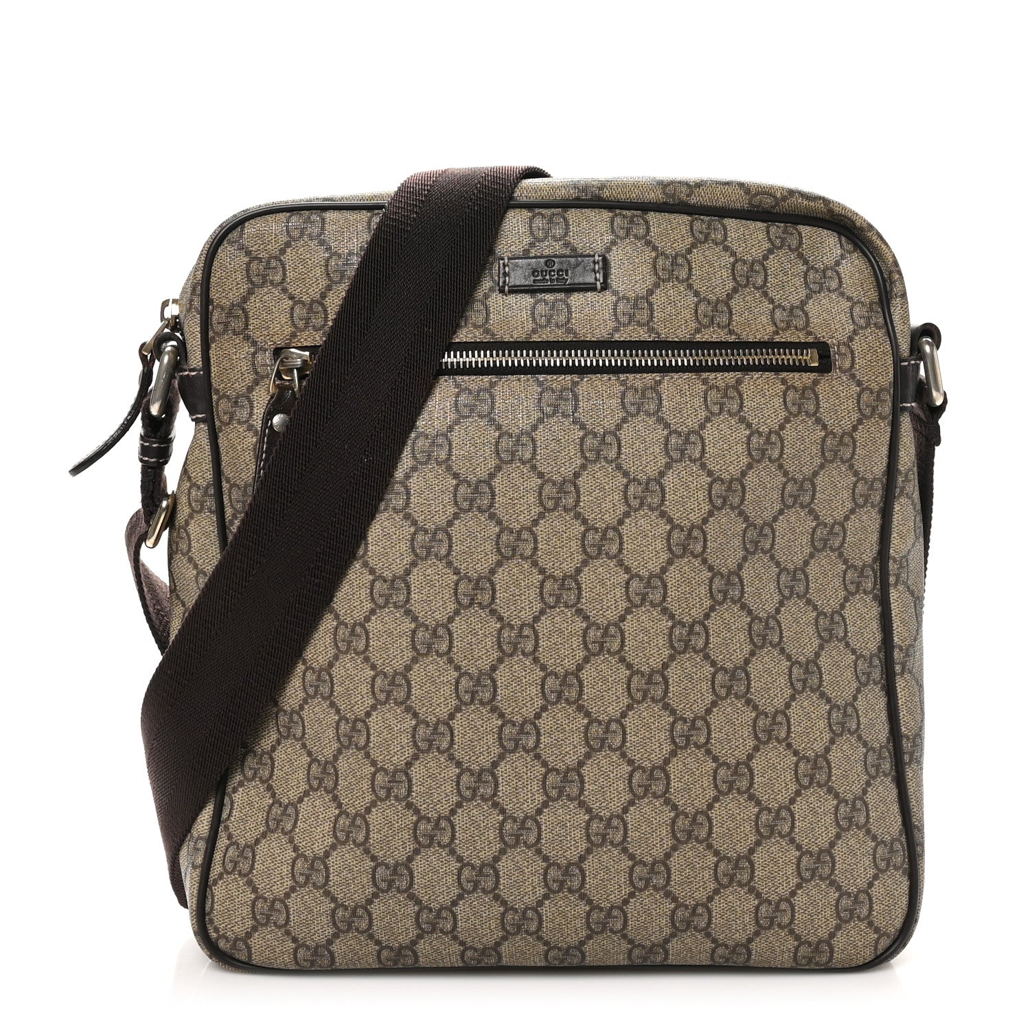 Gucci GG Plus Monogram Selleria Calfskin Medium Messenger Bag 