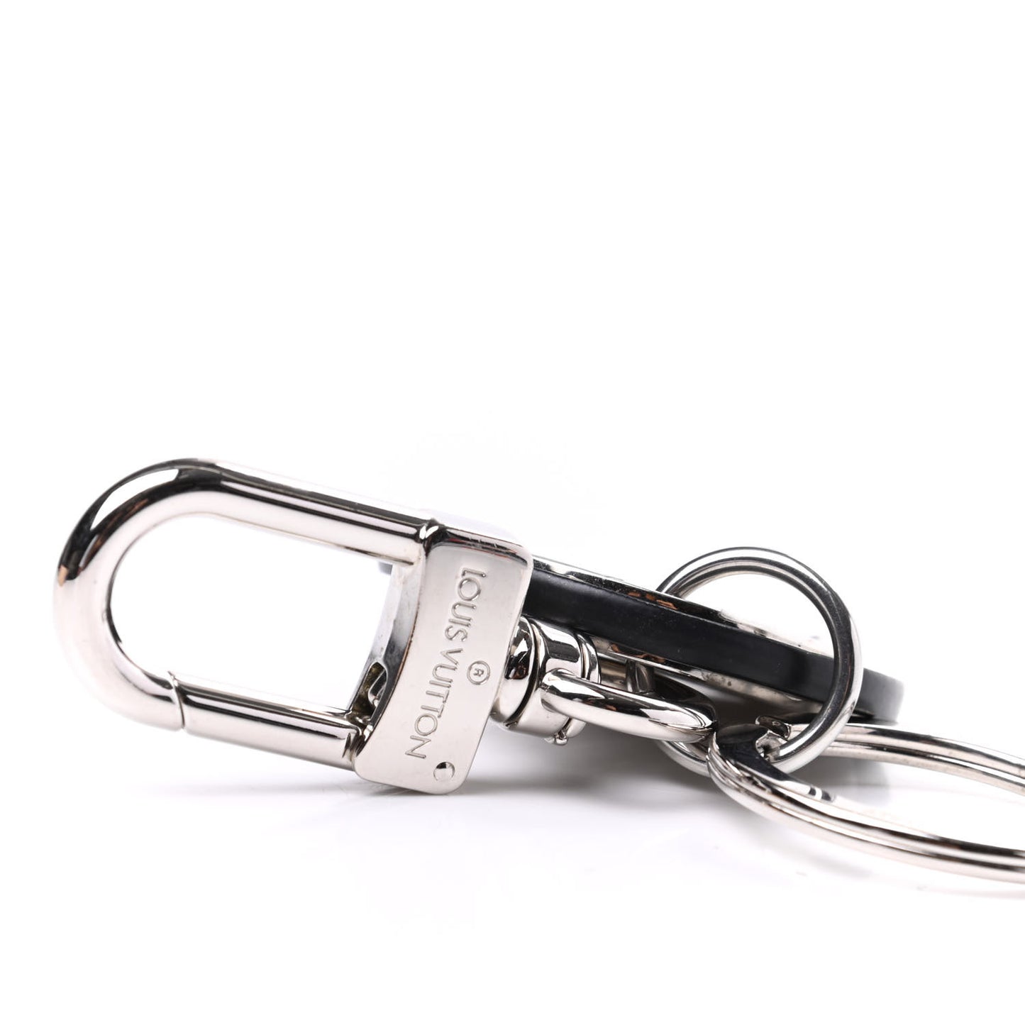 LV Cut Circle Key Holder Silver