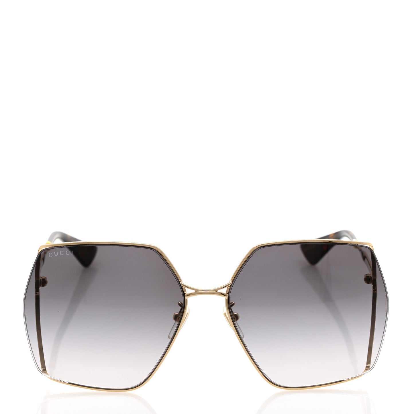 Metal Square Frame Sunglasses GG0817S Gold Grey