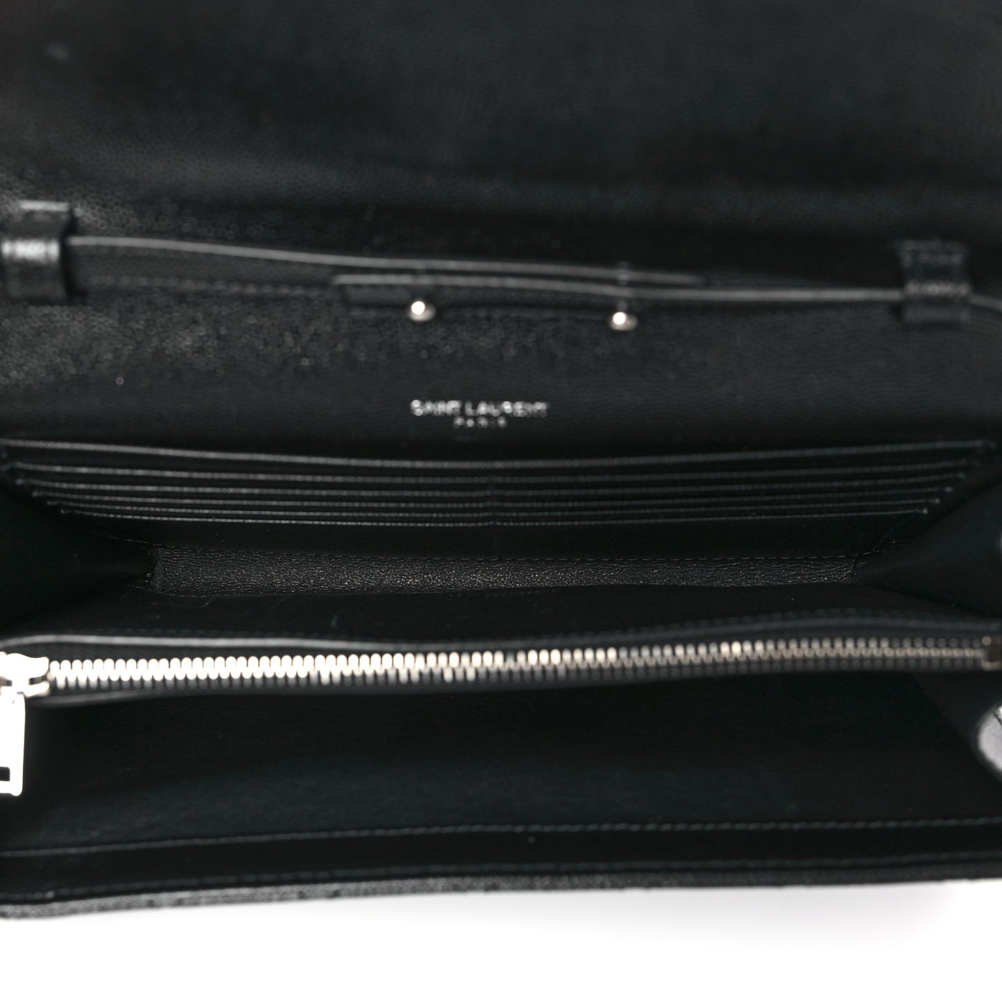 Grain De Poudre Mixed Matelasse Triquilt Monogram Chain Wallet Black
