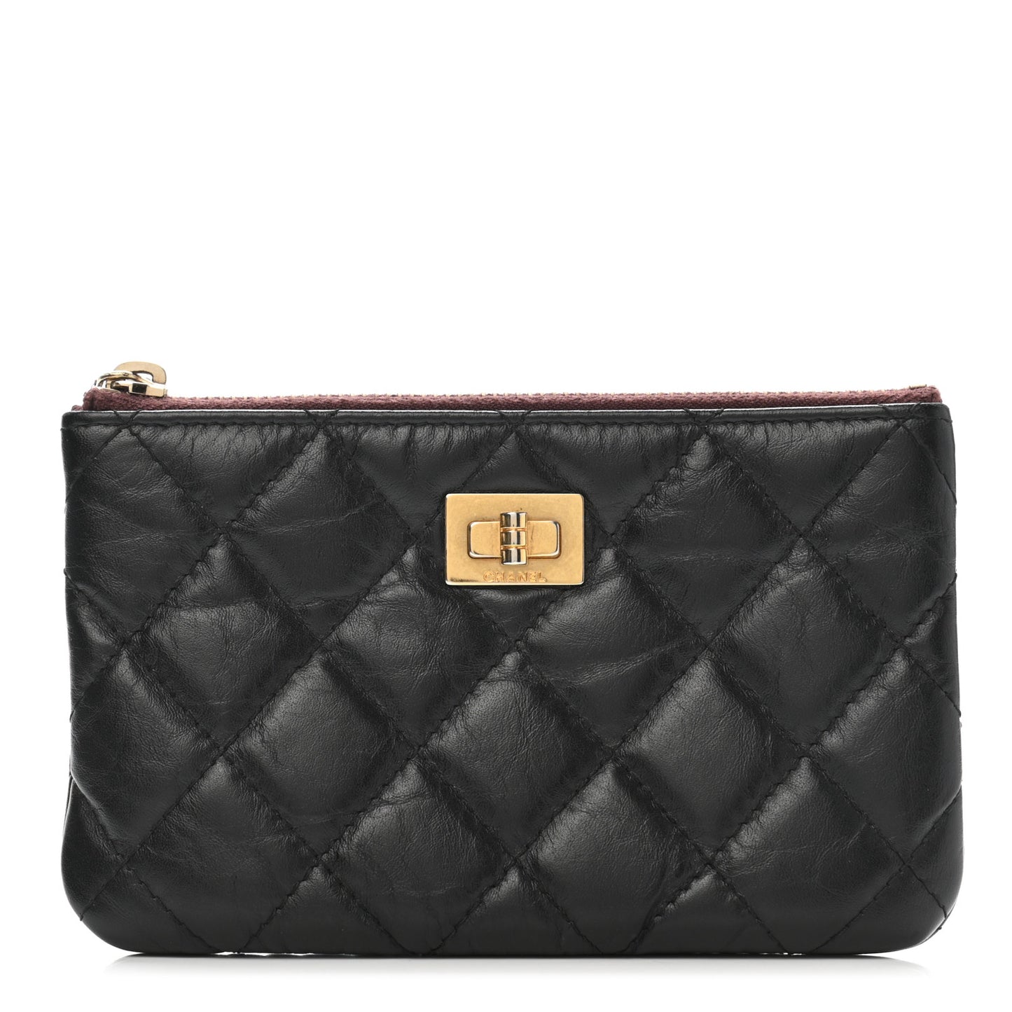 Aged Calfskin Quilted Small Reissue Cosmetic Case Black