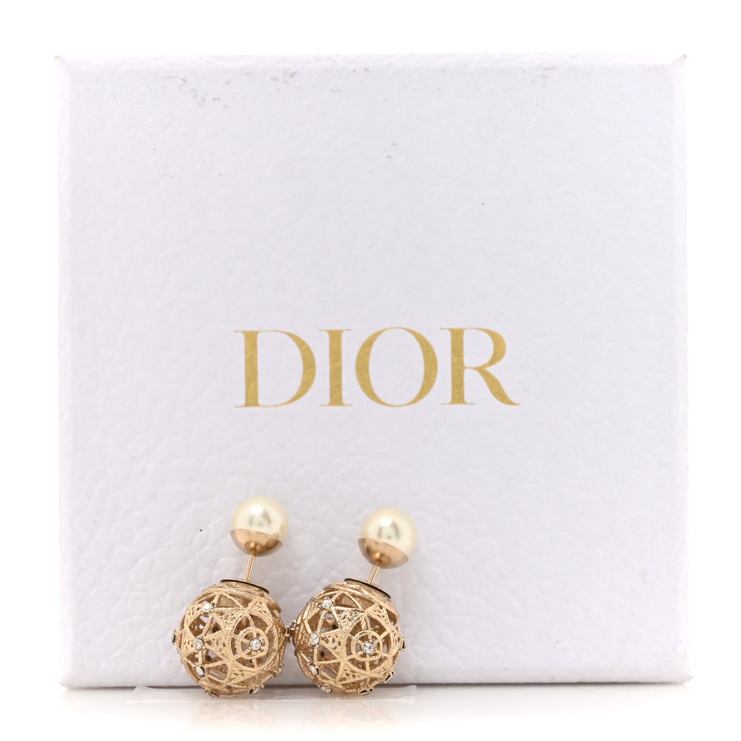 Crystal Cannage Mise En Dior Tribal Earrings Gold