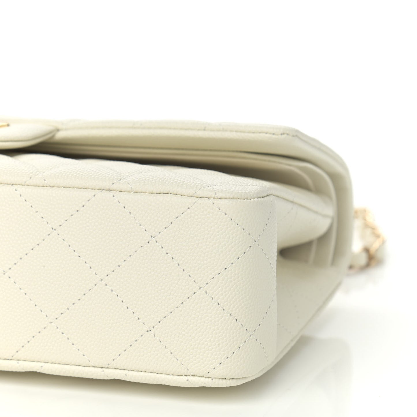 Caviar Quilted Medium Double Flap White