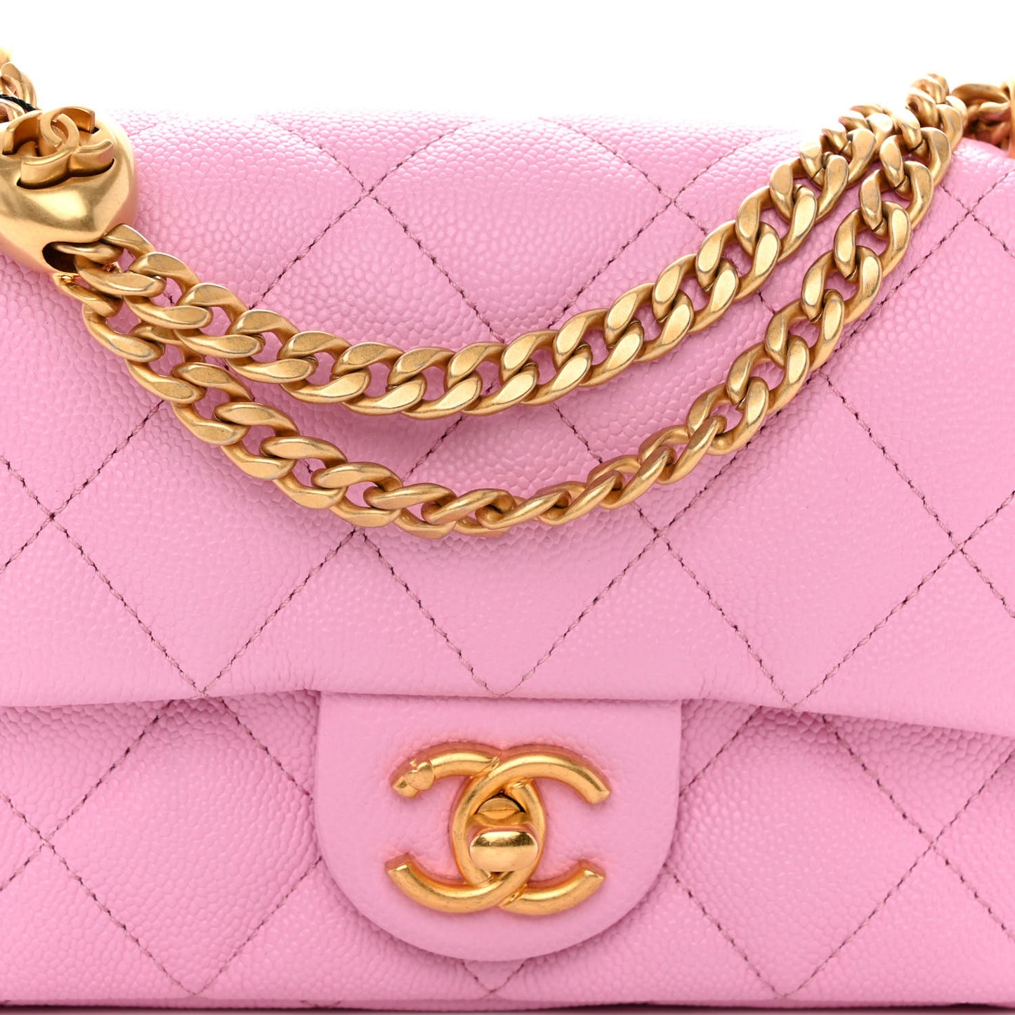 Caviar Quilted Mini Rectangular Sweetheart Flap Lilac