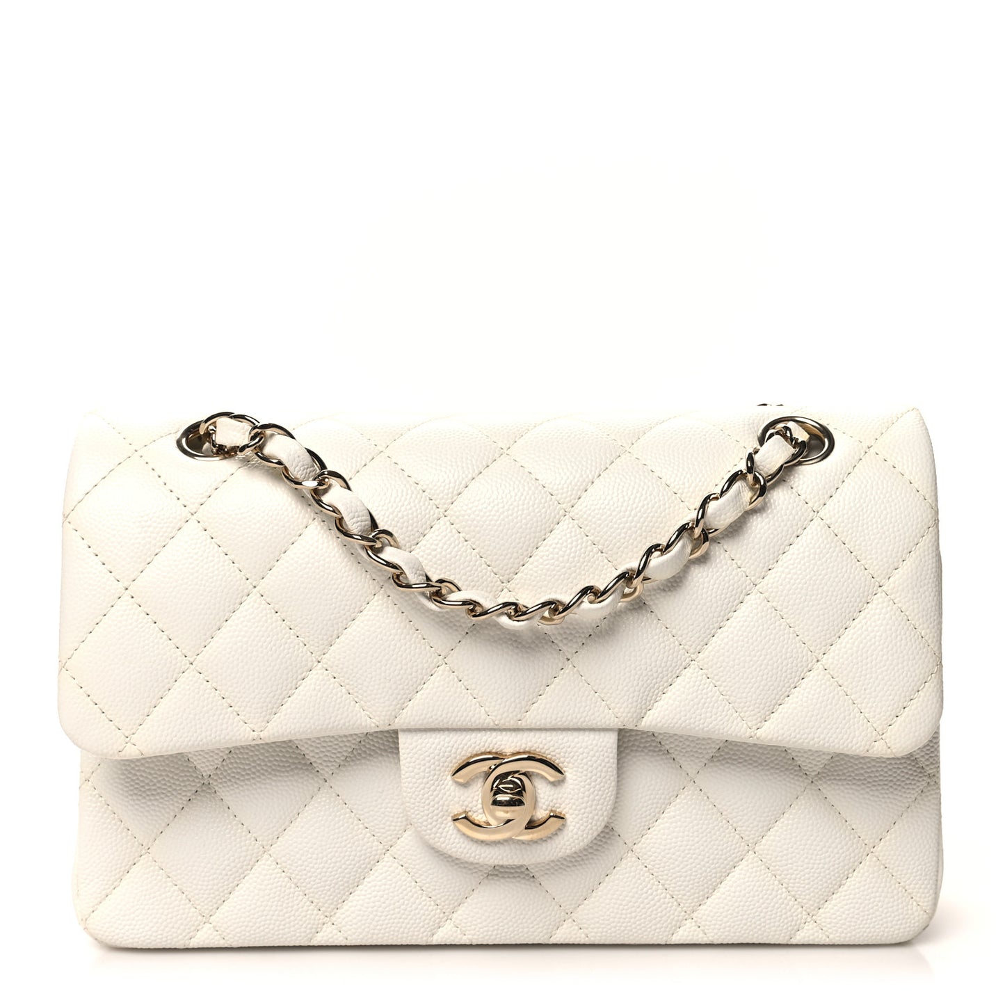 Caviar Quilted Small Double Flap White