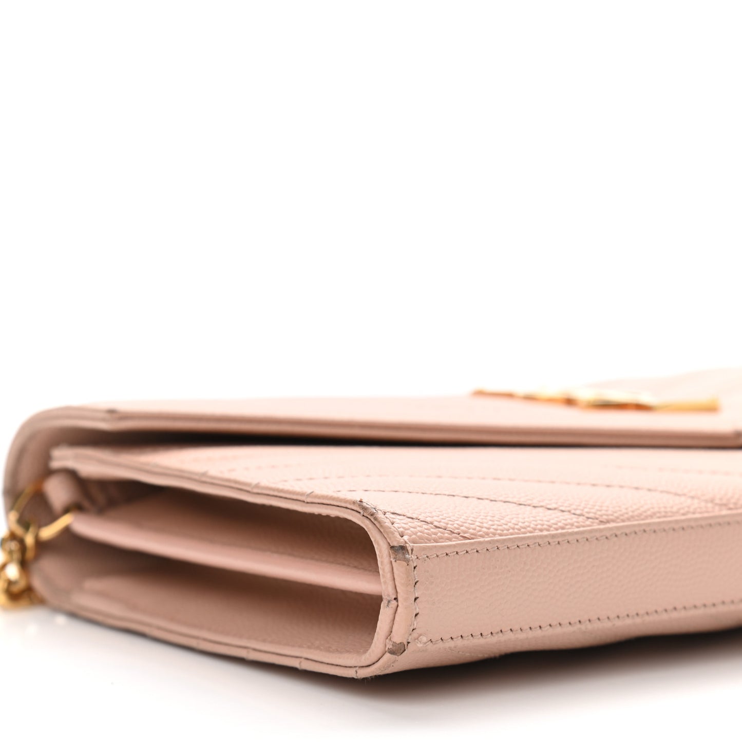 Grain De Poudre Matelasse Chevron Monogram Chain Wallet Pale Pink