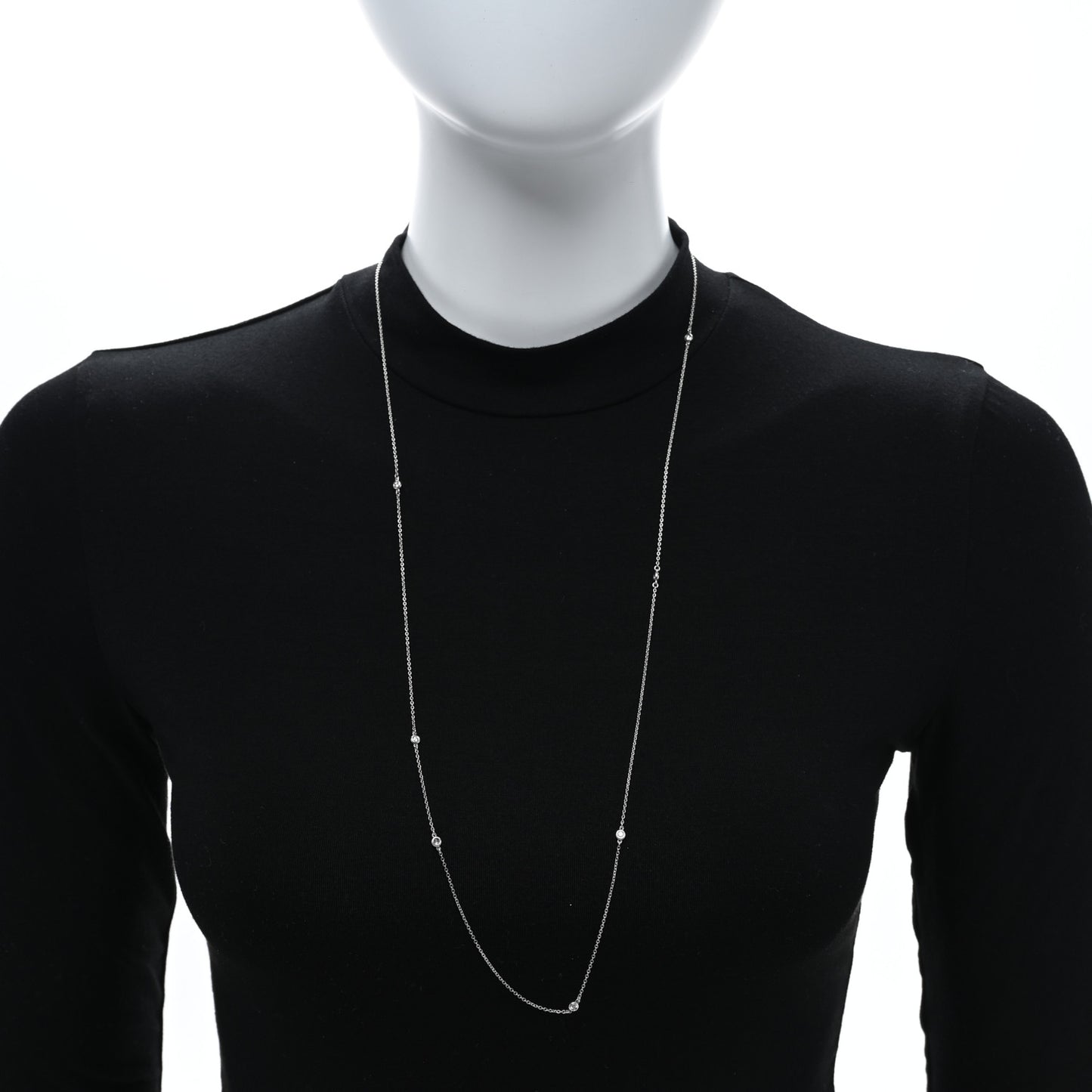 Sterling Silver Diamond .25ctw Elsa Peretti Diamonds by the Yard 7 Station Necklace