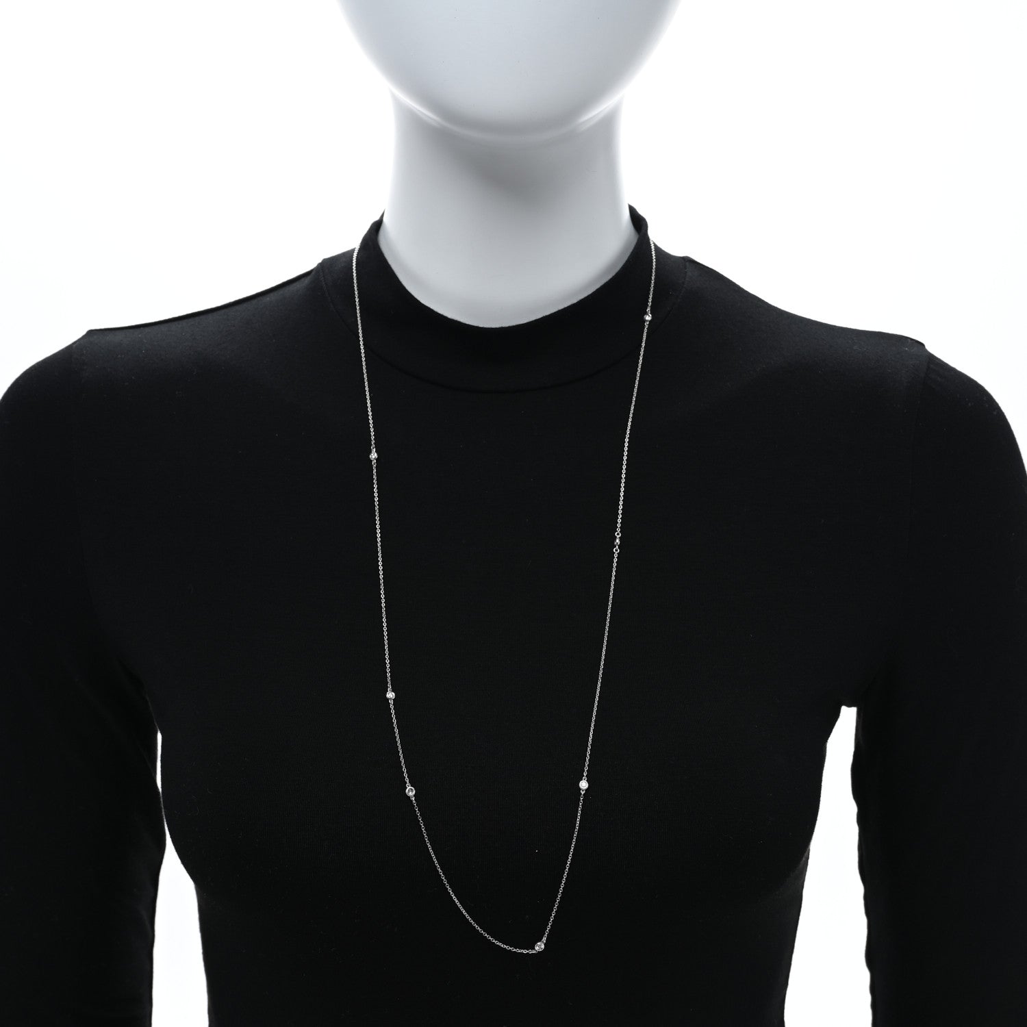 Tiffany Sterling Silver Diamond .25ctw Elsa Peretti Diamonds by the Yard 7 Station Necklace 2 of 4