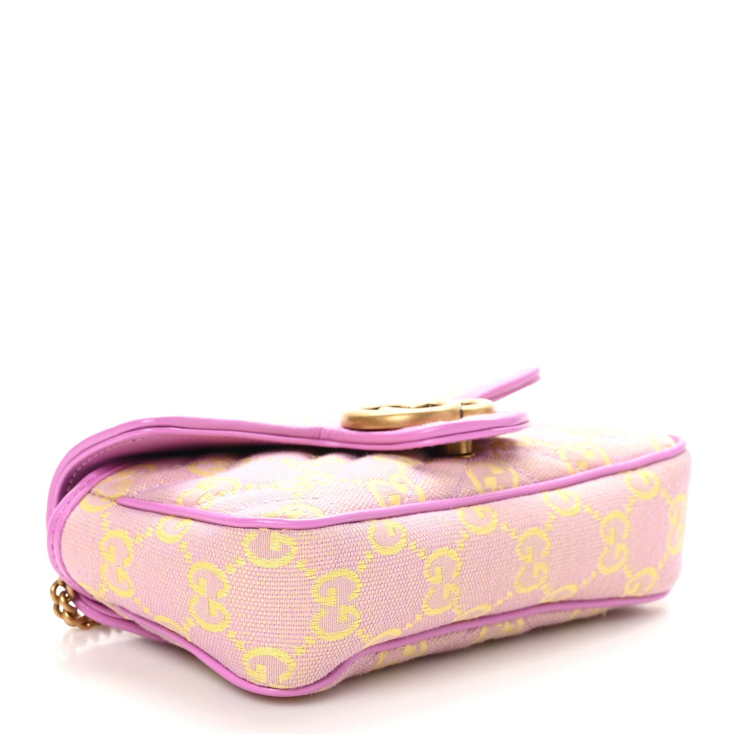 Monogram Super Mini GG Marmont Shoulder Bag Lilac Yellow