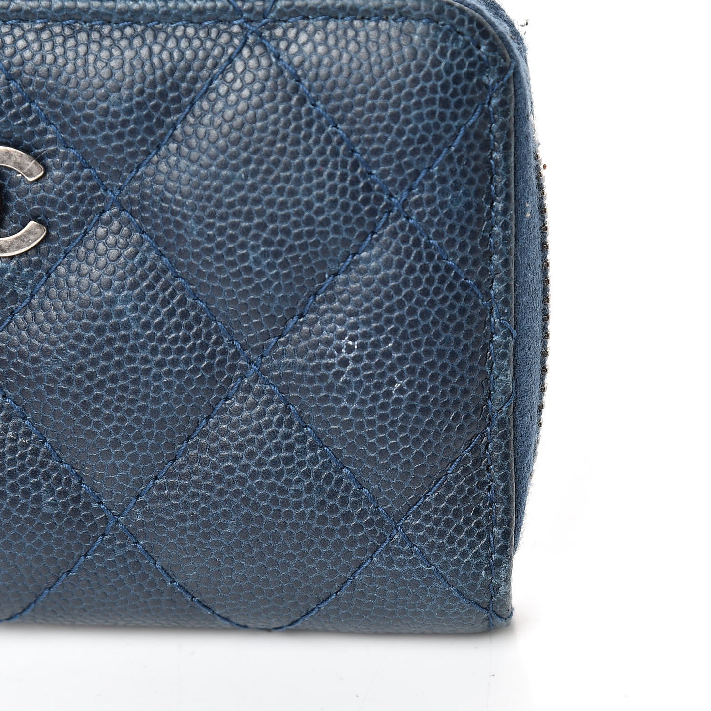 Caviar Quilted Key Holder Case Navy